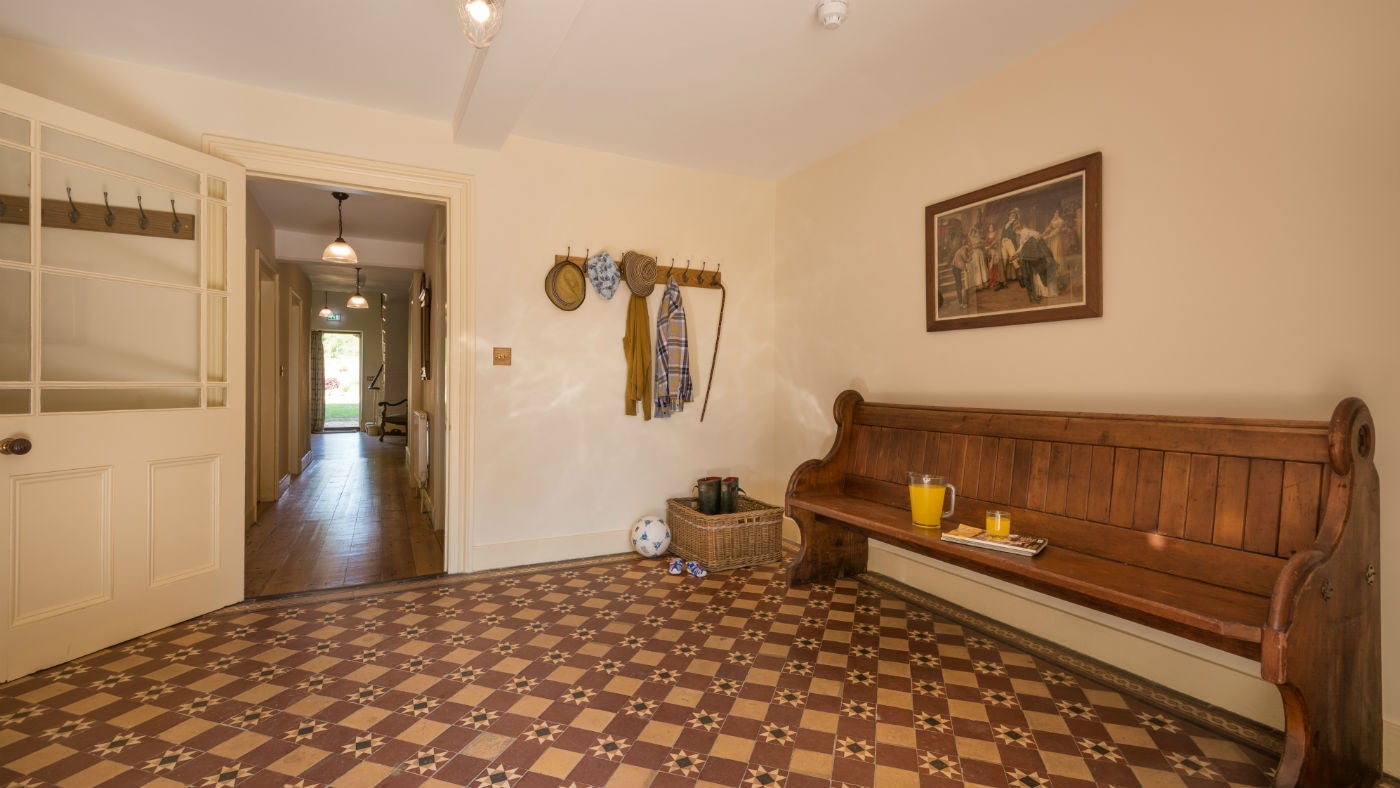 The entrance hall at Mottistone Manor Farmhouse, Mottistone, Isle of Wight