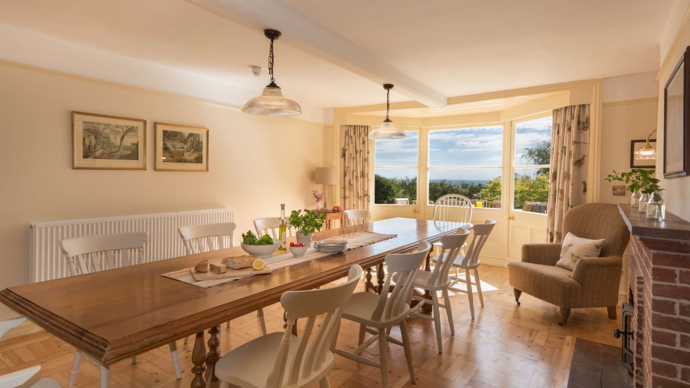 The dining room at Mottistone Manor Farmhouse, Mottistone, Isle of Wight