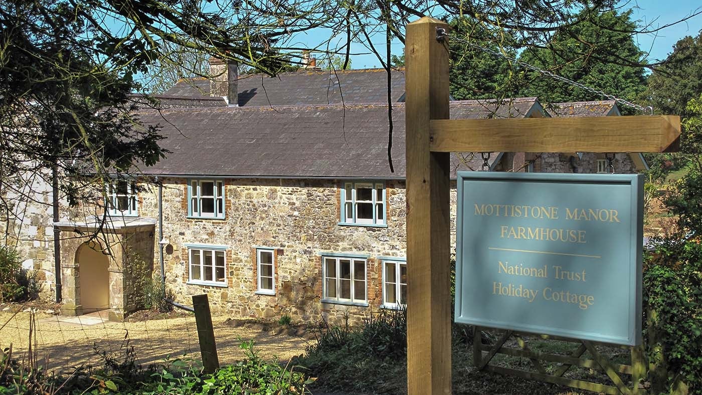 The exterior of Mottistone Manor Farmhouse, Mottistone, Isle of Wight