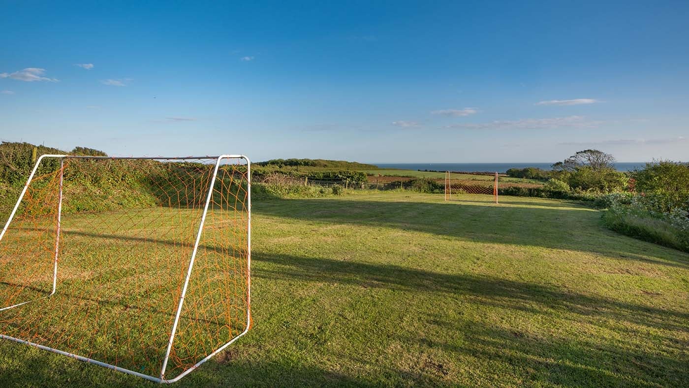 The football pitch at Mottistone Manor Farmhouse, Mottistone, Isle of Wight