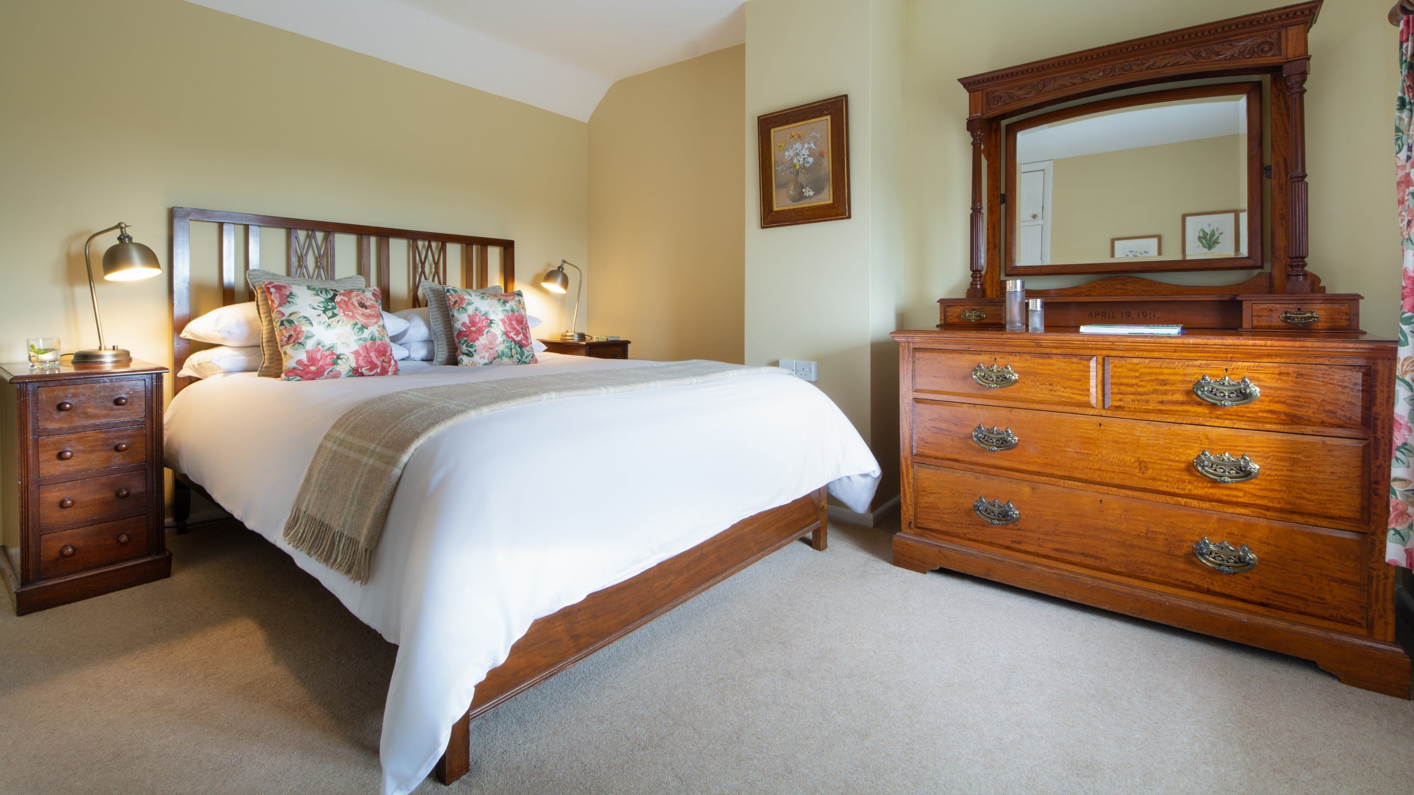 The double bedroom at Mottistone Rose Cottage, Isle of Wight
