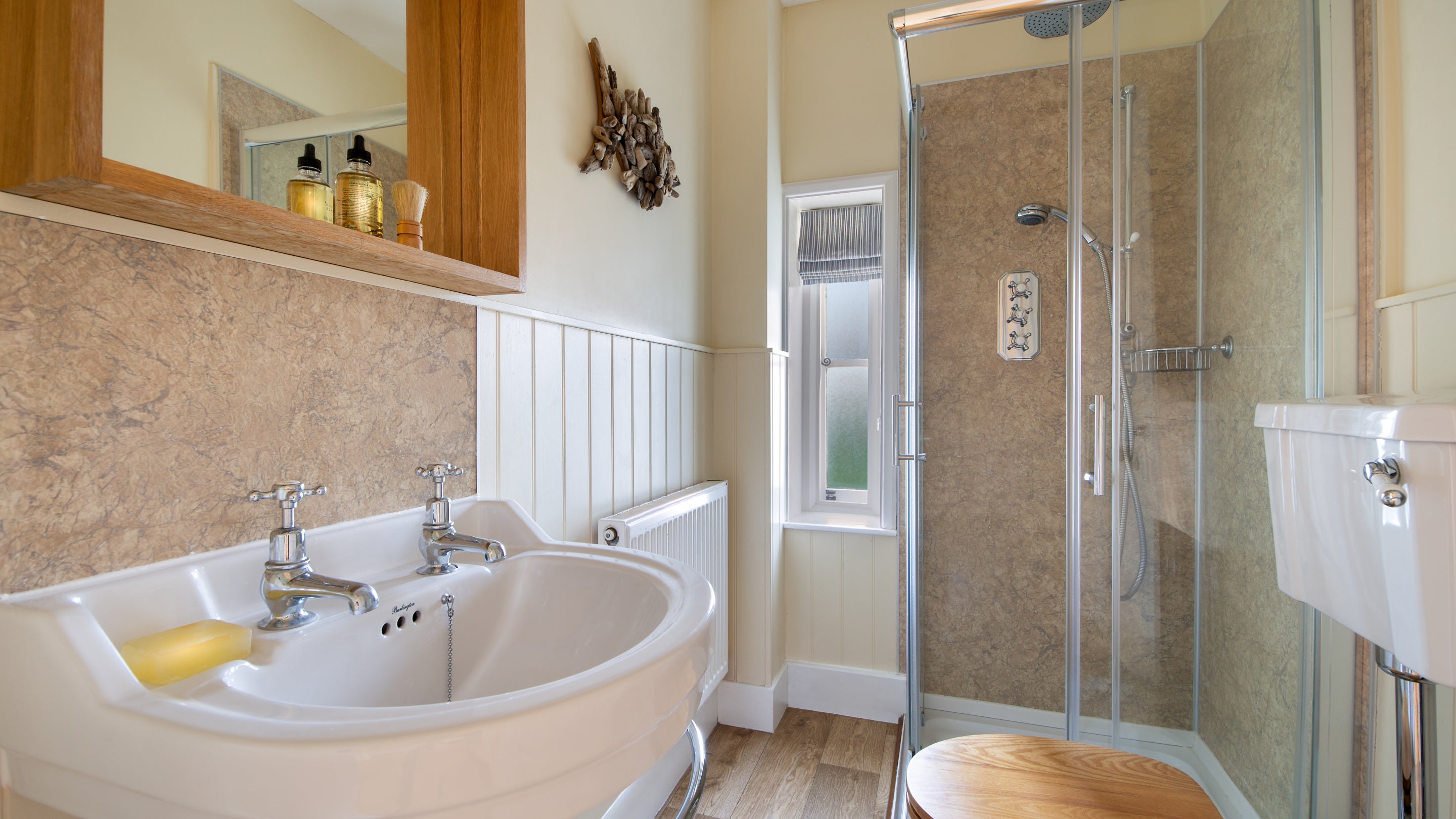 The shower room at Old Church Lodge, Isle Of Wight