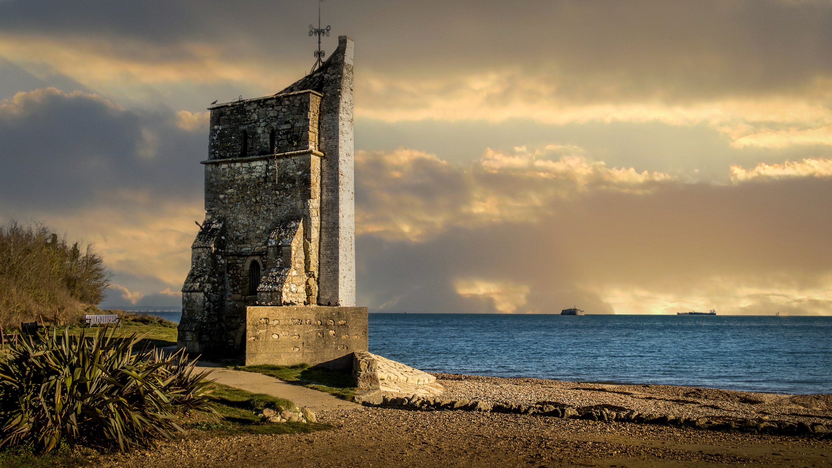 The remaining tower of St. Helens Church, close to Old Church Lodge, Isle Of Wight