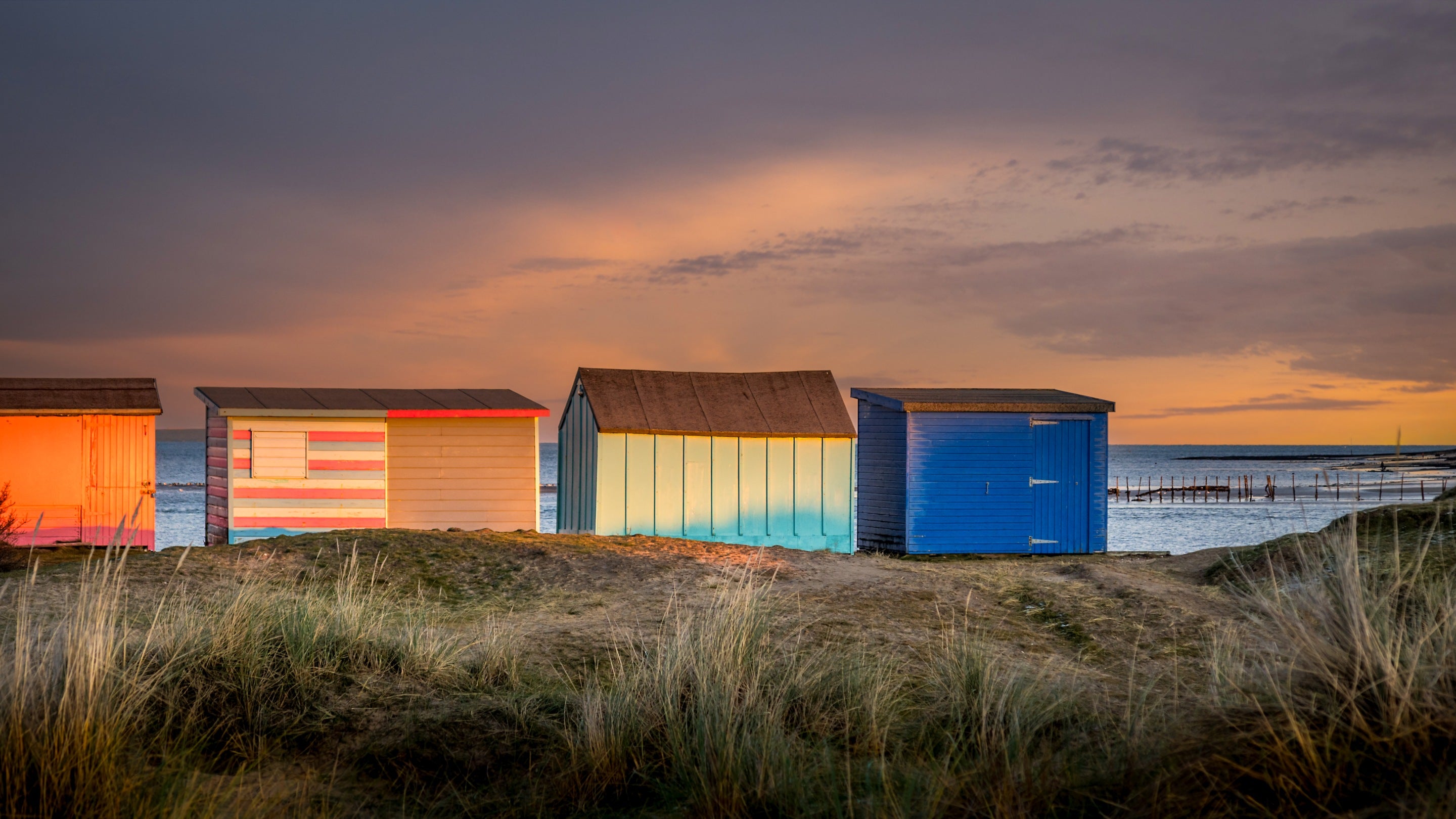 Colurful beach huts at Duver Beach, near The Old Club House, Isle Of Wight