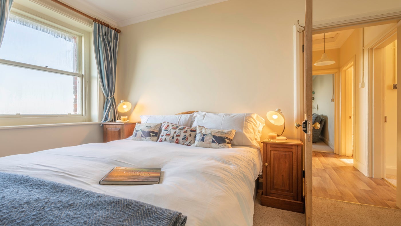 The double bedroom at Varvassi, Totland Bay, Isle of Wight