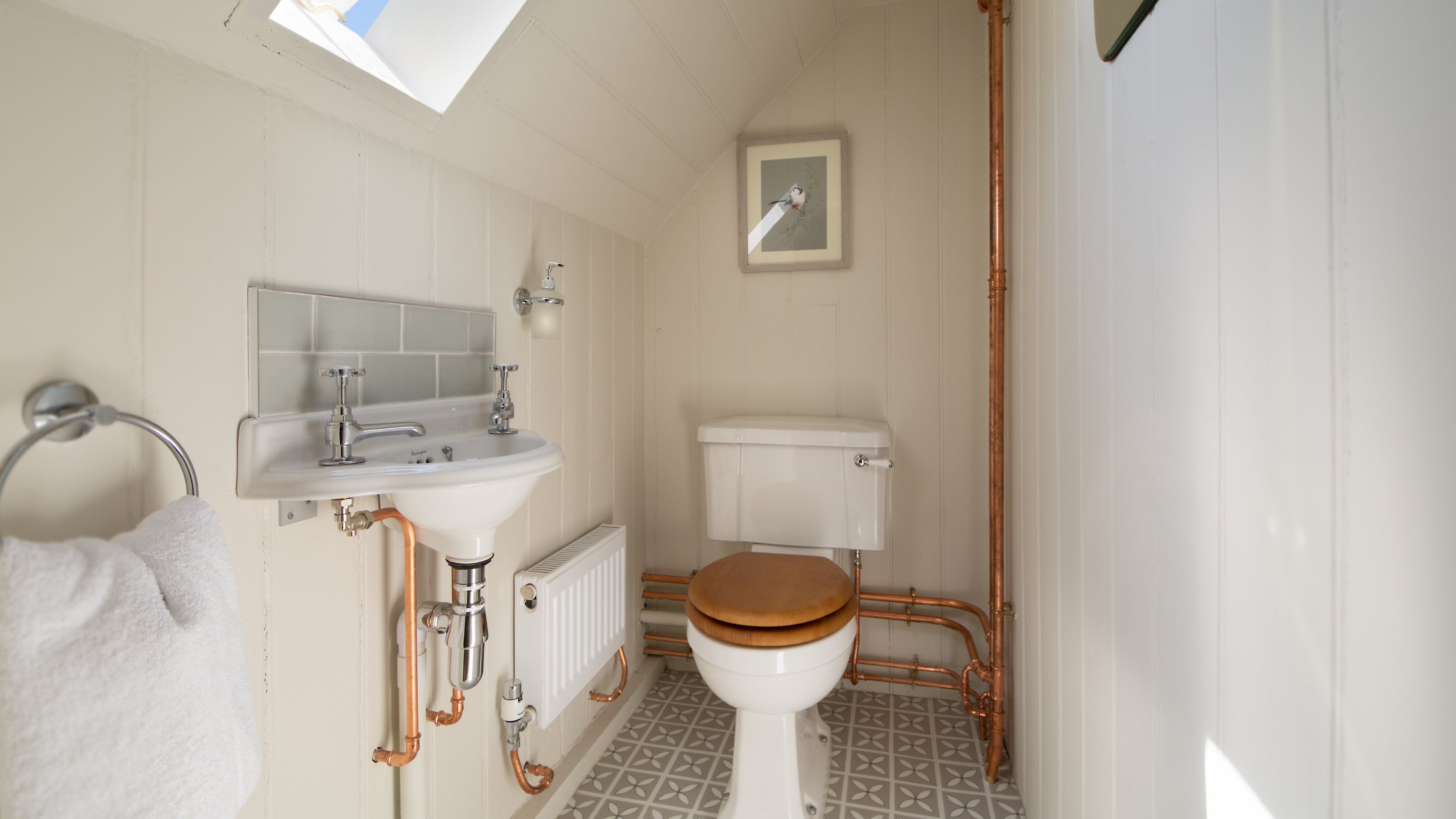 The WC on the first floor at Chodds Farmhouse, West Sussex