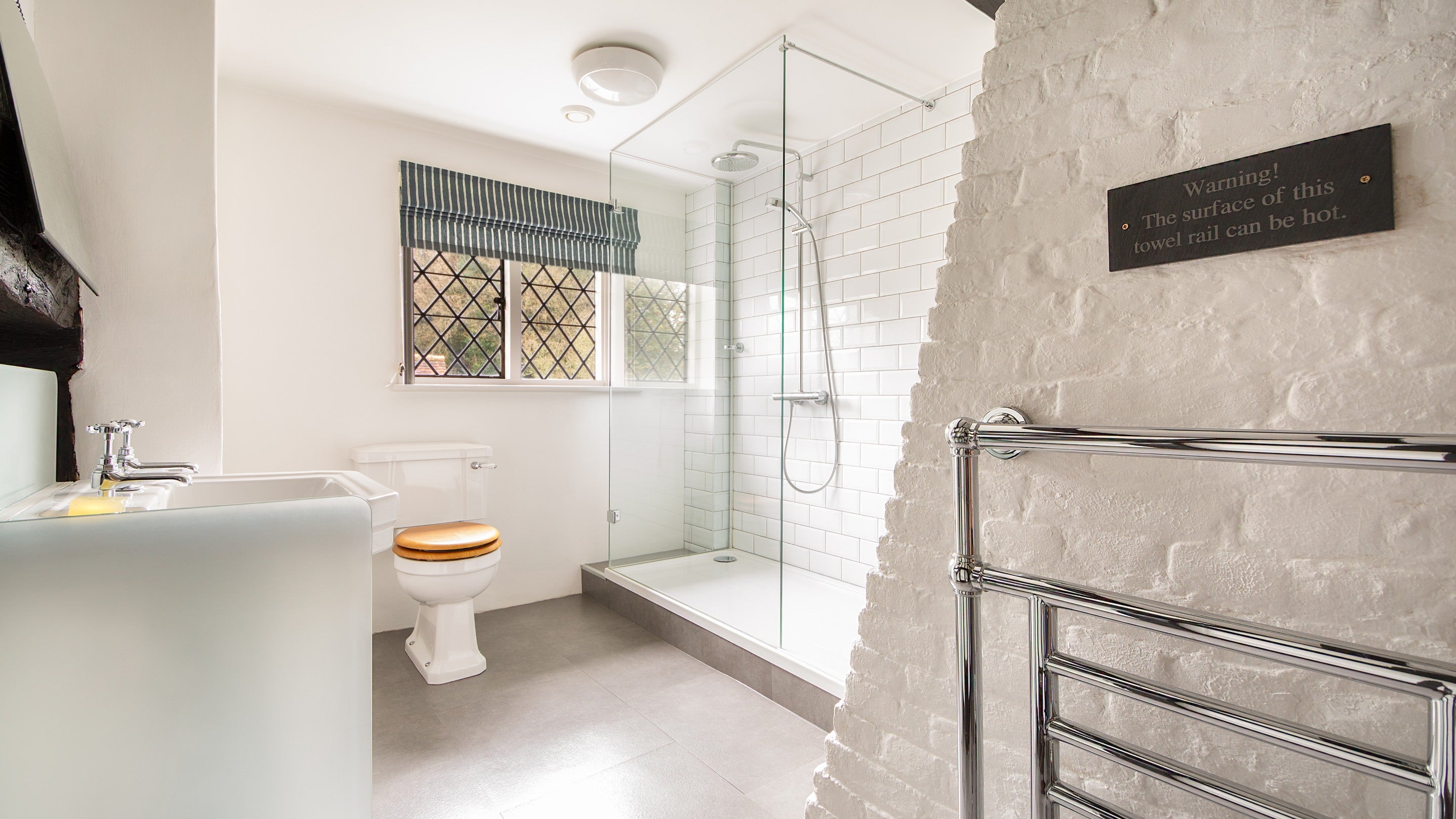 The main bedroom en-suite shower room at Emley Farmhouse, Surrey