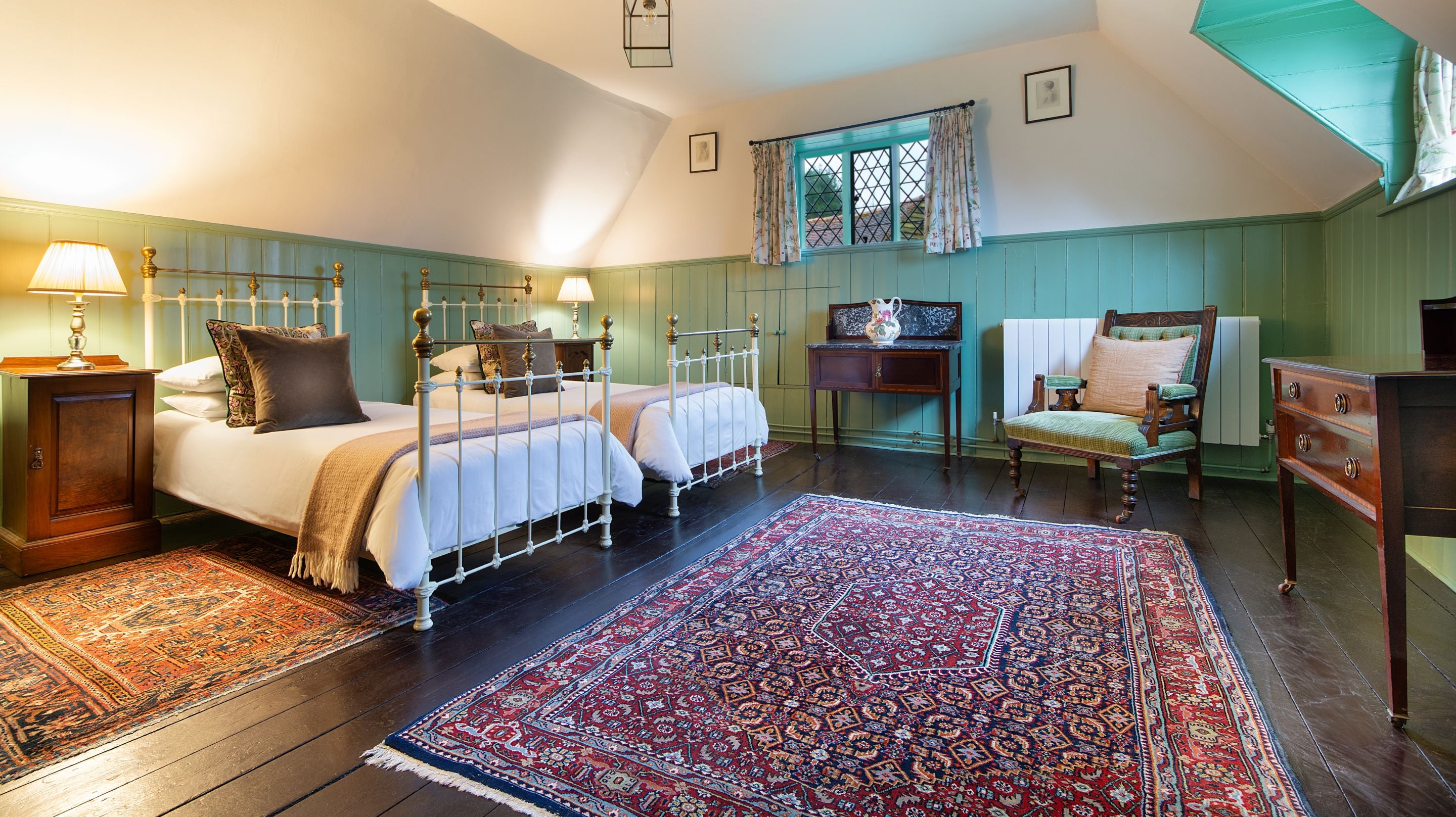 The first twin bedroom at Emley Farmhouse, Surrey