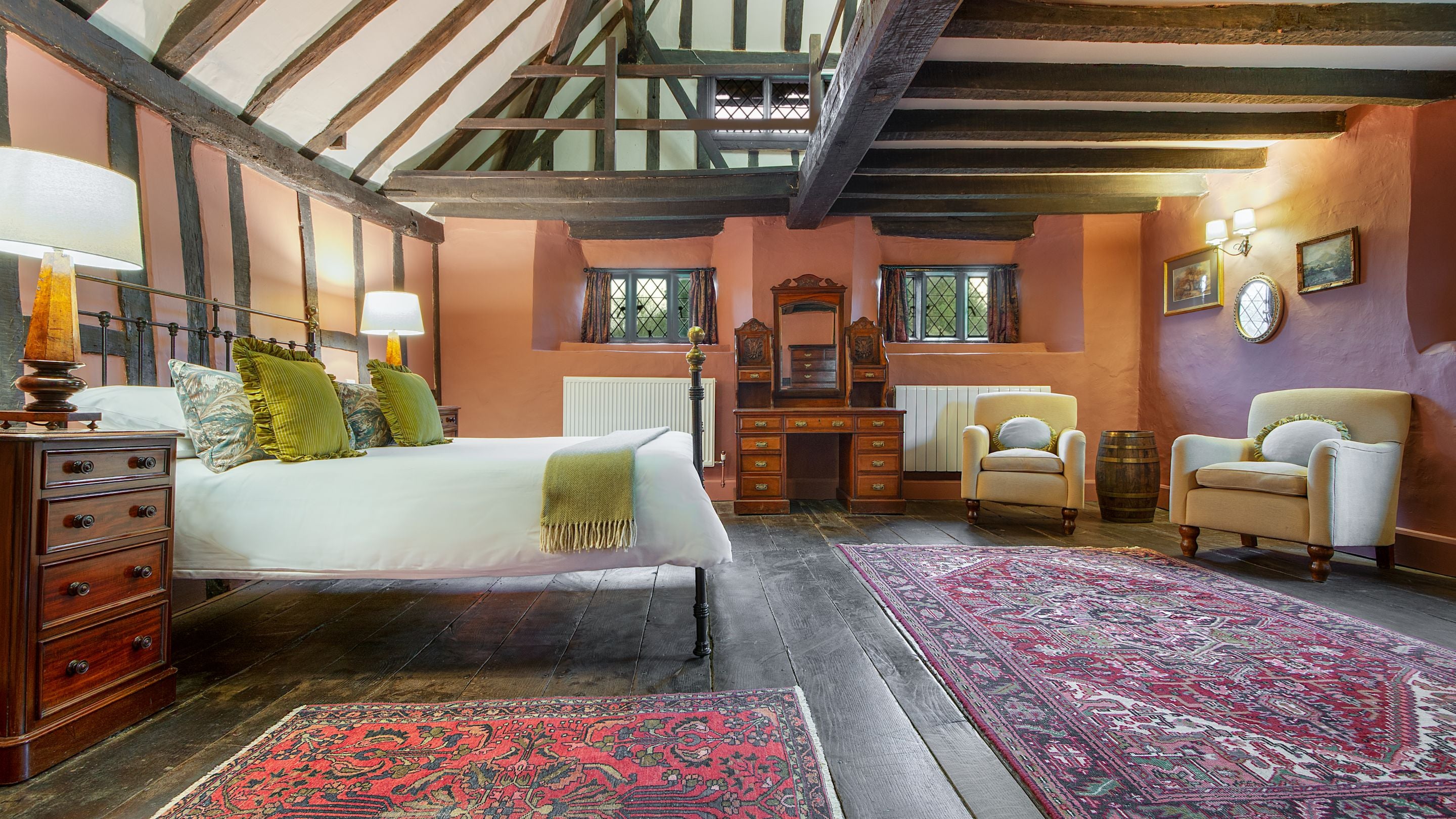 The main bedroom at Emley Farmhouse, Surrey