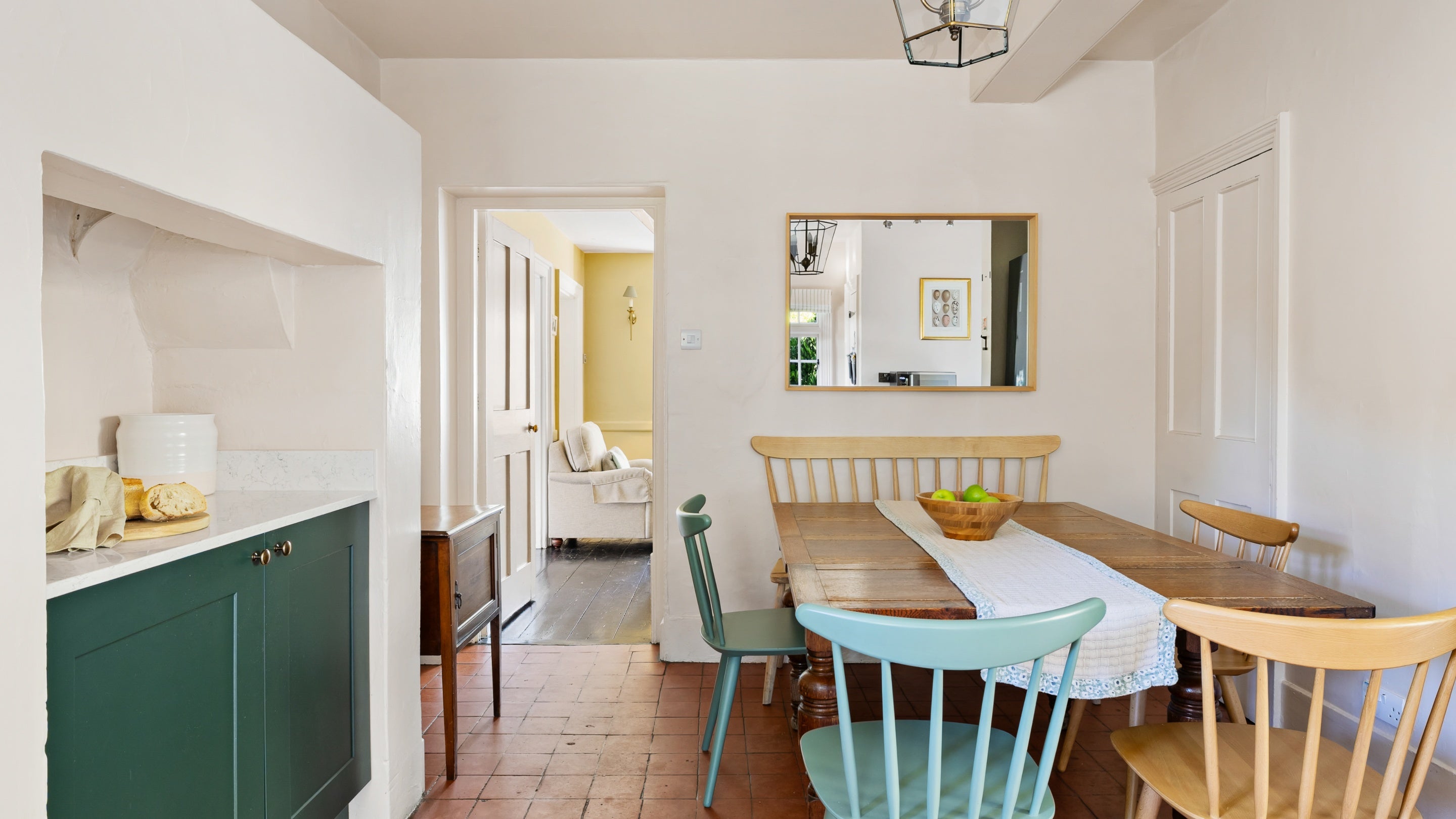 The dining table in the kitchen at Polesden Garden Cottage, Surrey