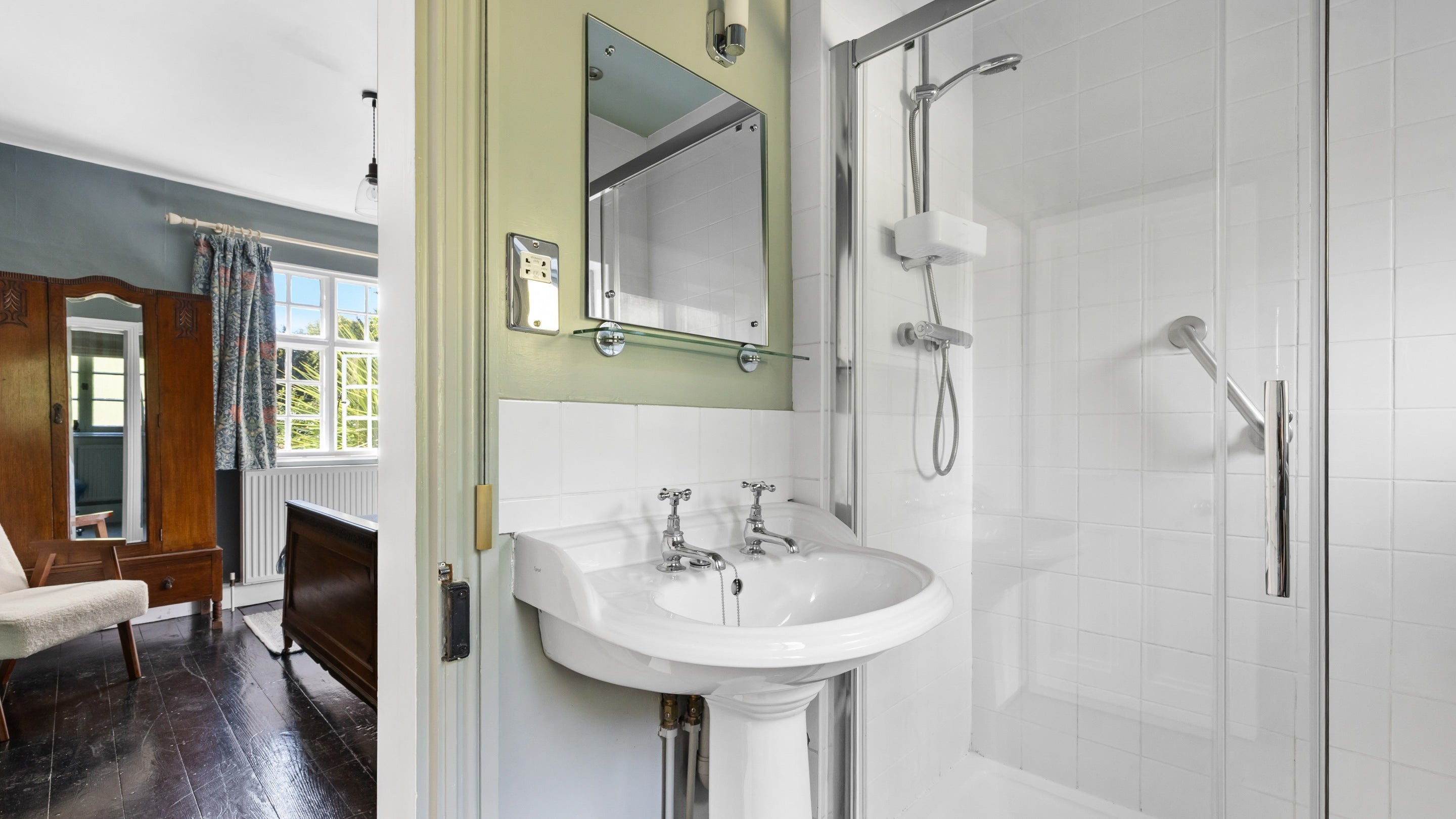 The en-suite shower room on the ground floor of Polesden Garden Cottage, Surrey