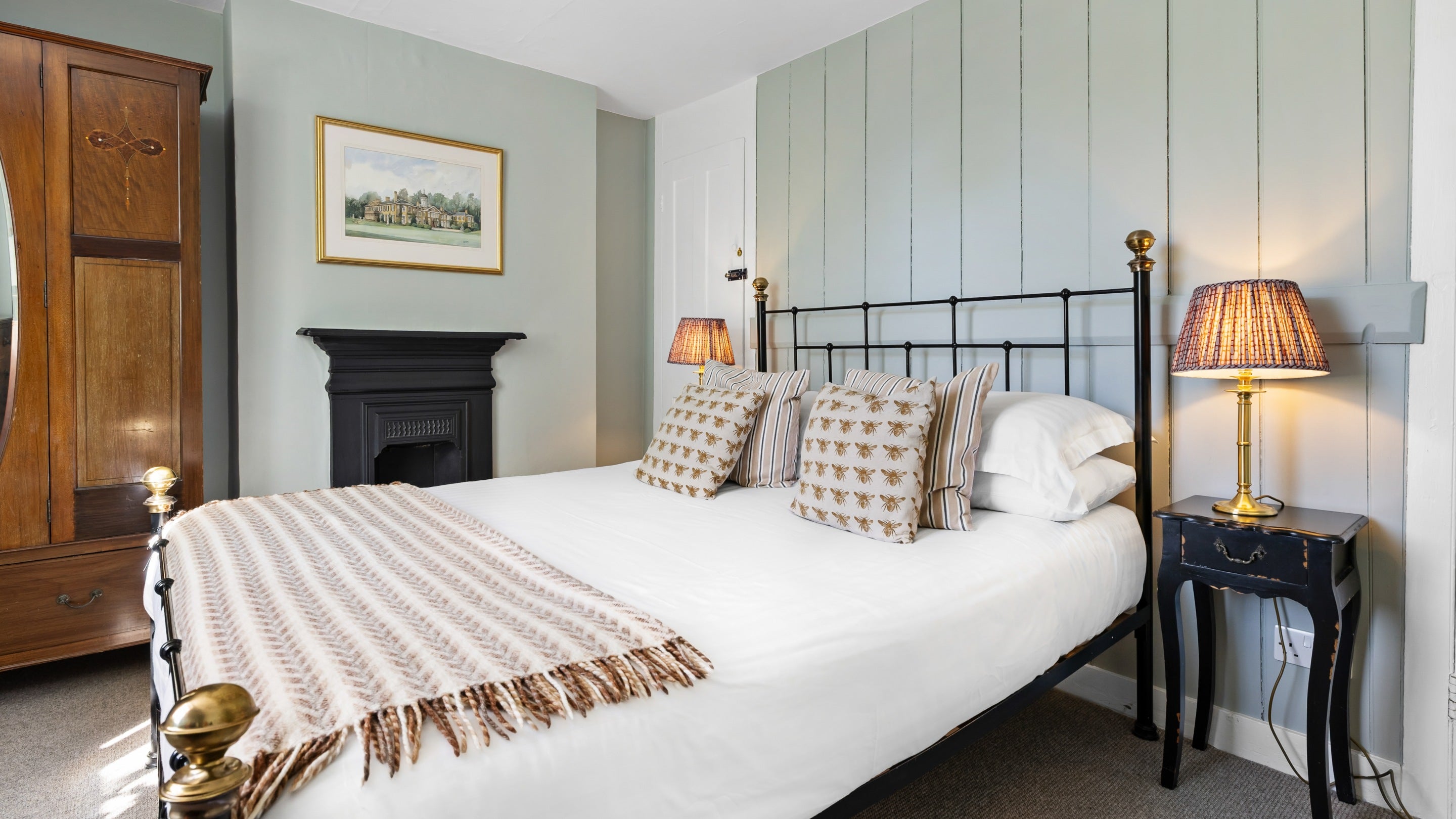 The double bedroom on the first floor of Polesden Garden Cottage, Surrey