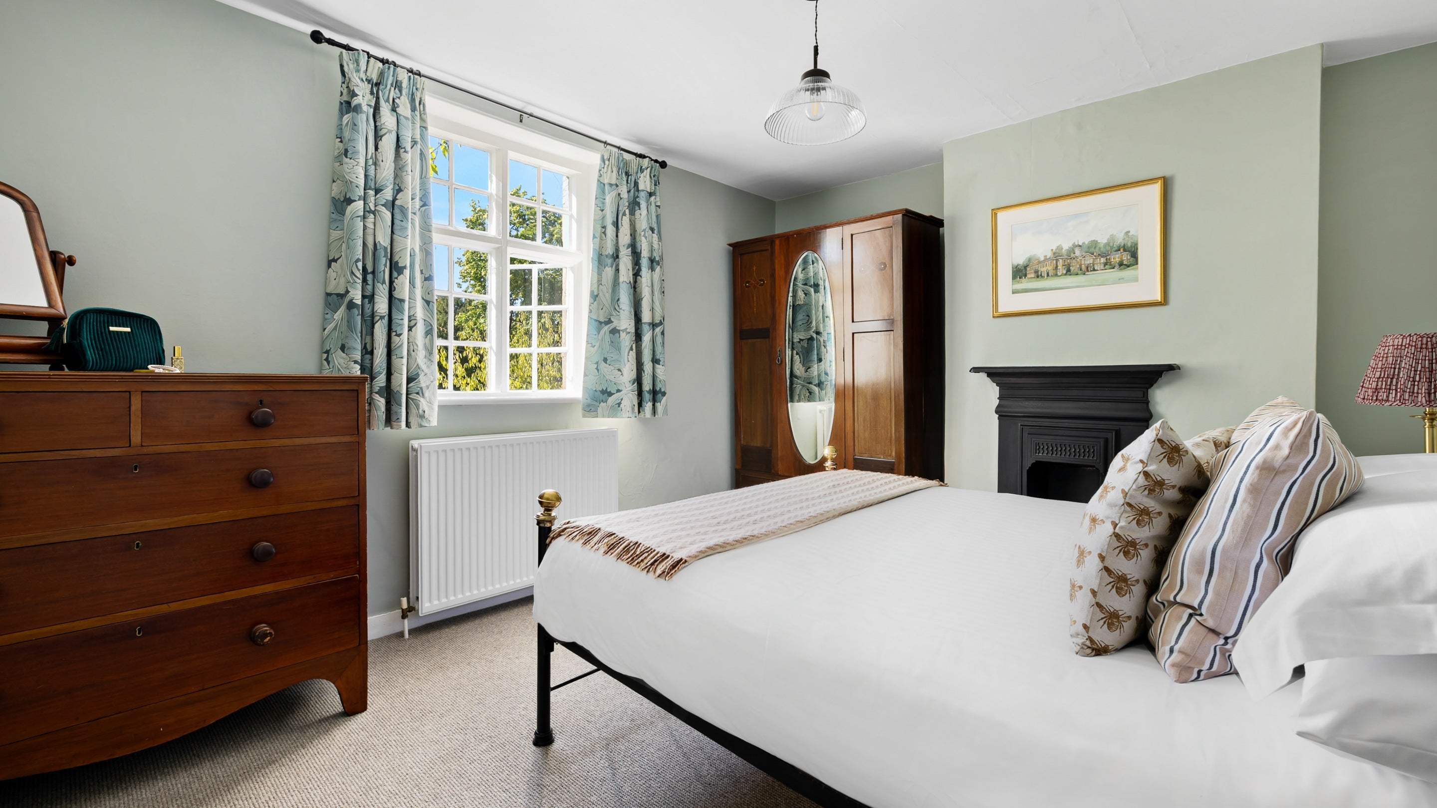 The double bedroom on the first floor of Polesden Garden Cottage, Surrey