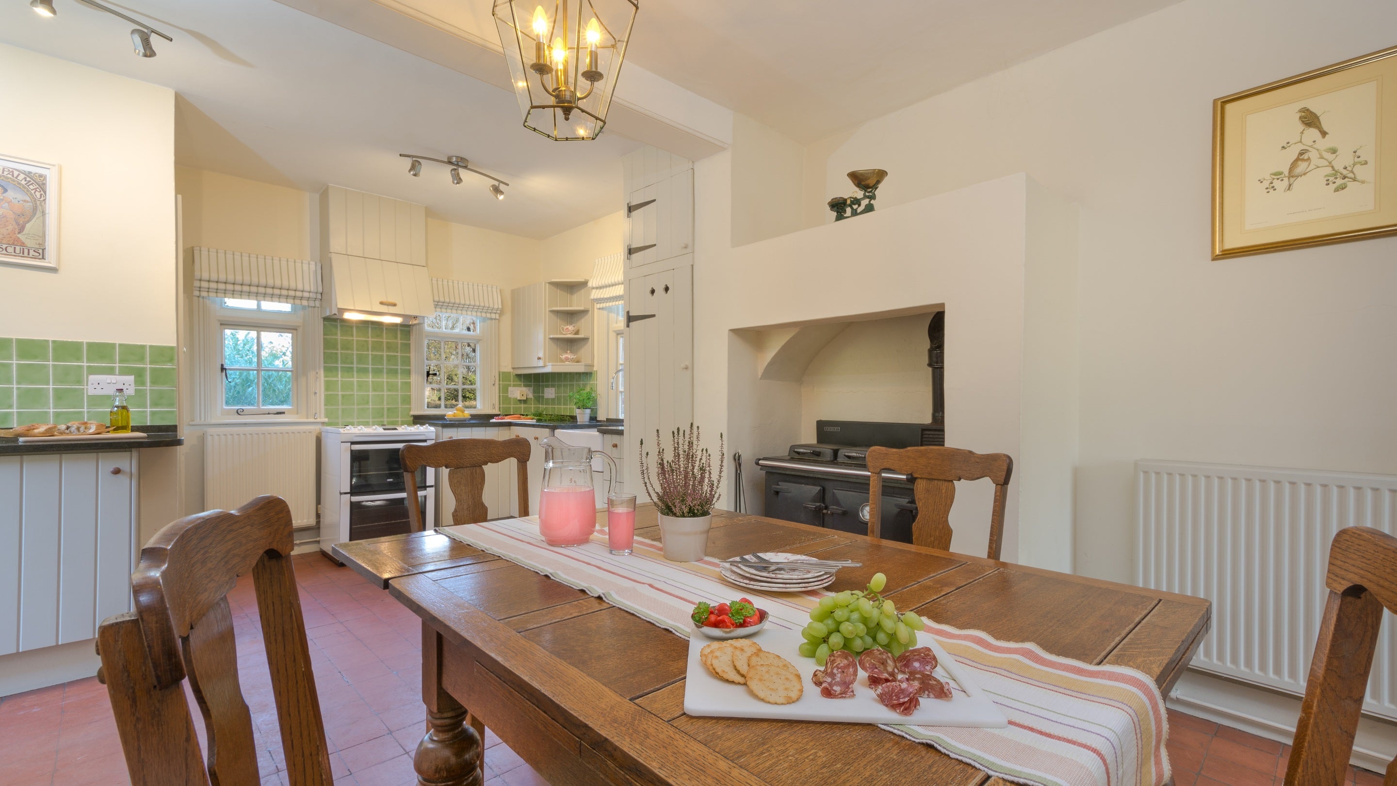 The open-plan kitchen and dining room at Polesden Garden Cottage, Surrey