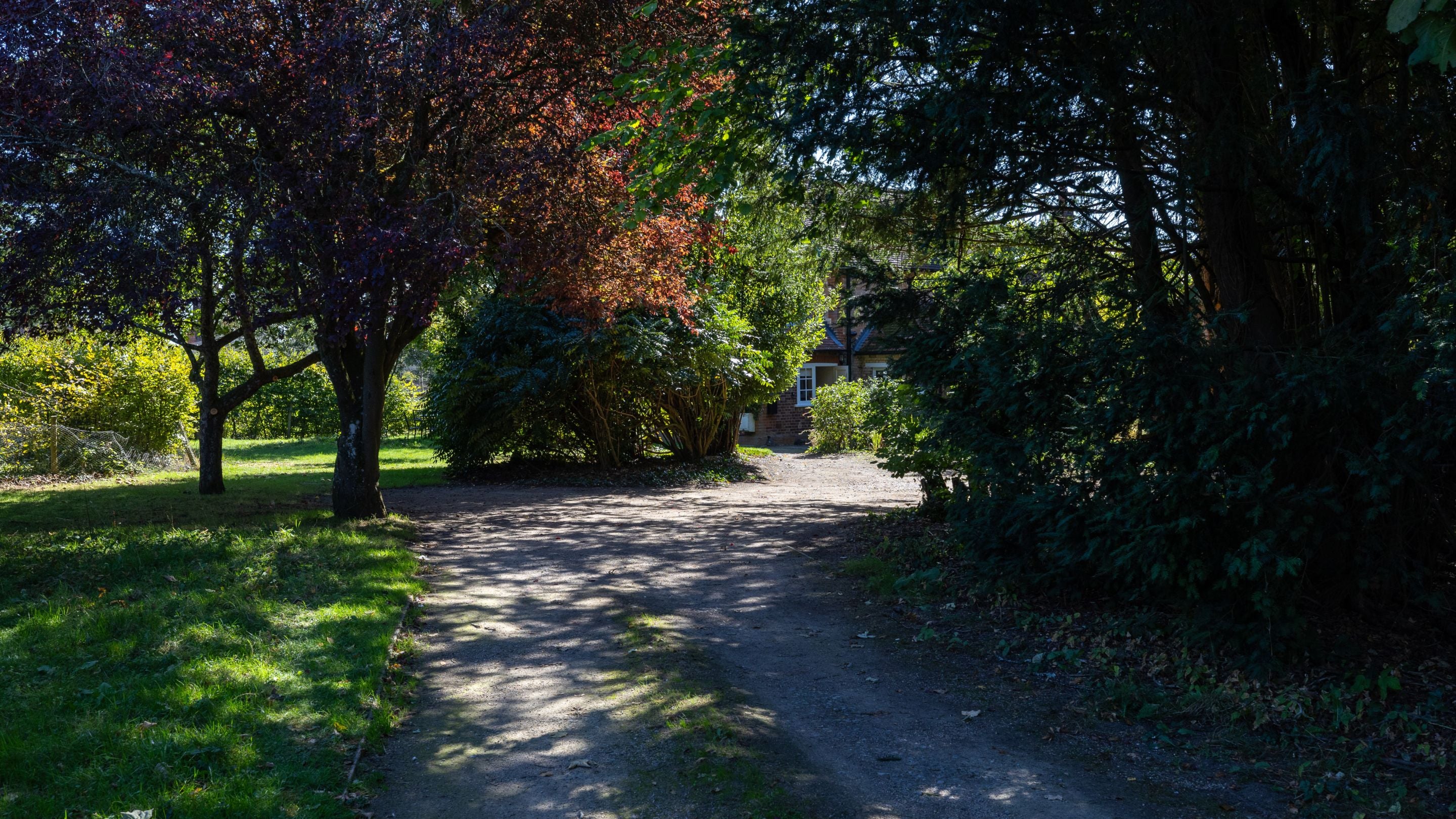 The track to the parking space at Polesden Garden Cottage, Surrey