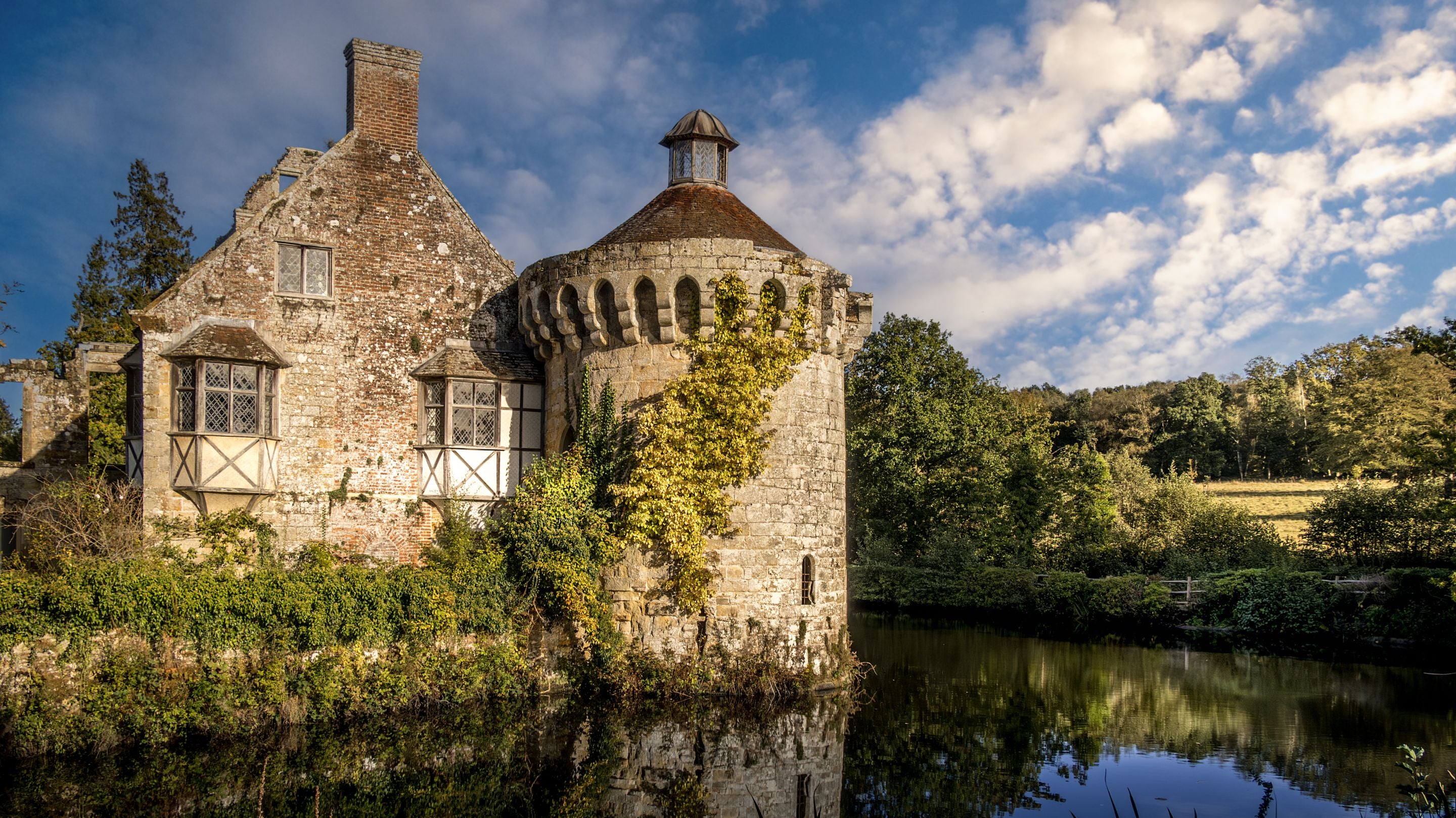 The 14th-century moated castle at Scotney Castle, near Scotney West Lodge, Kent