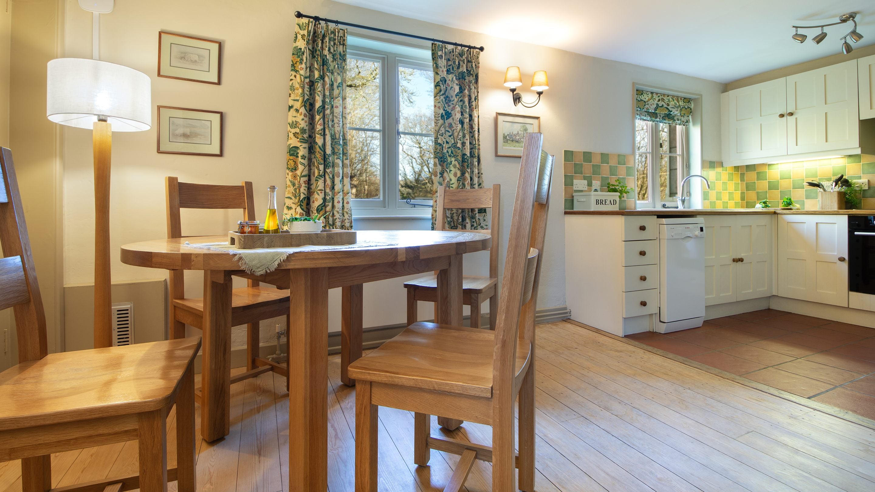 The dining and kitchen areas at Woodlands Cottage, Sussex
