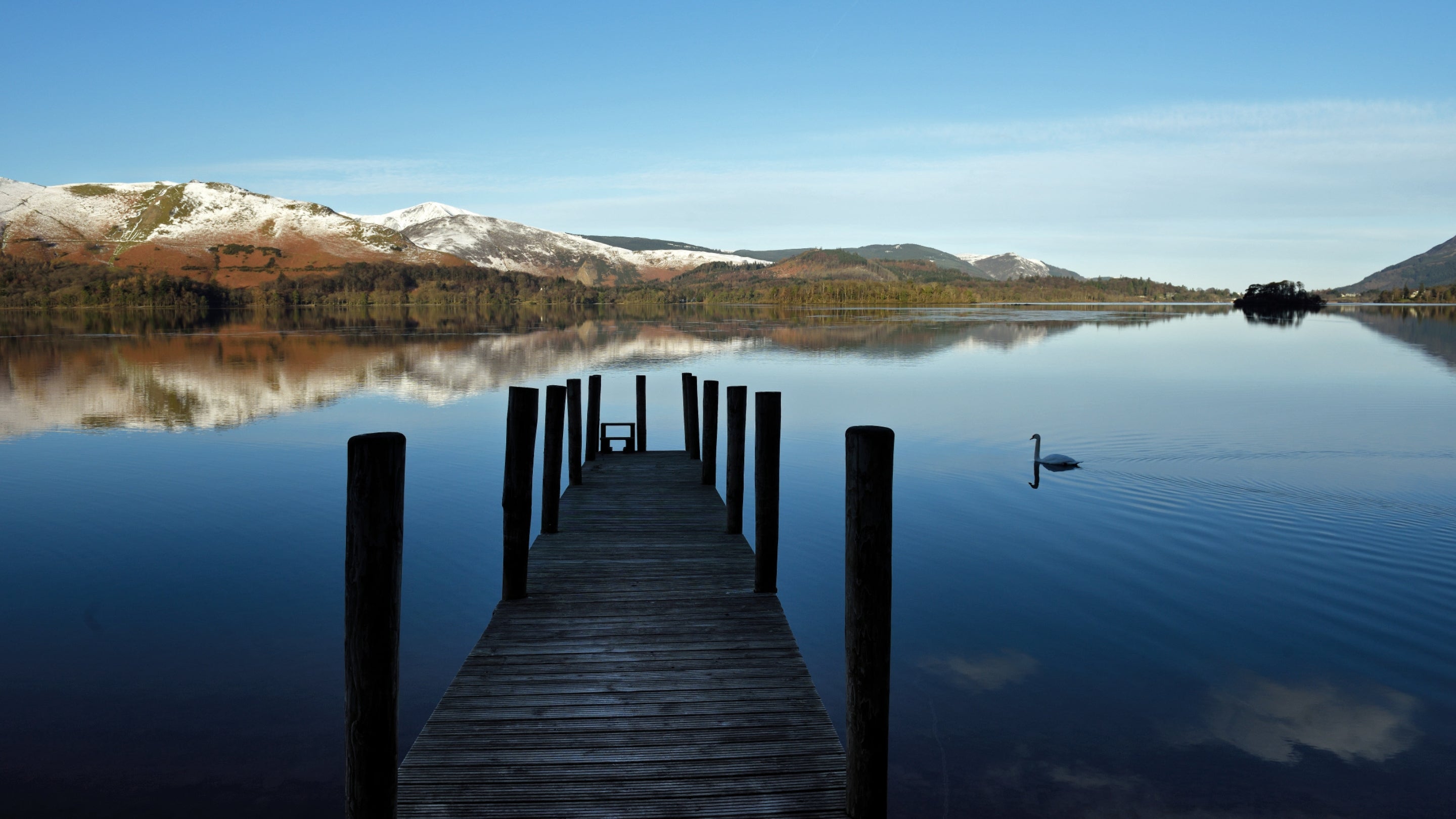 View of a jetty on Derwentwater, the Lake District