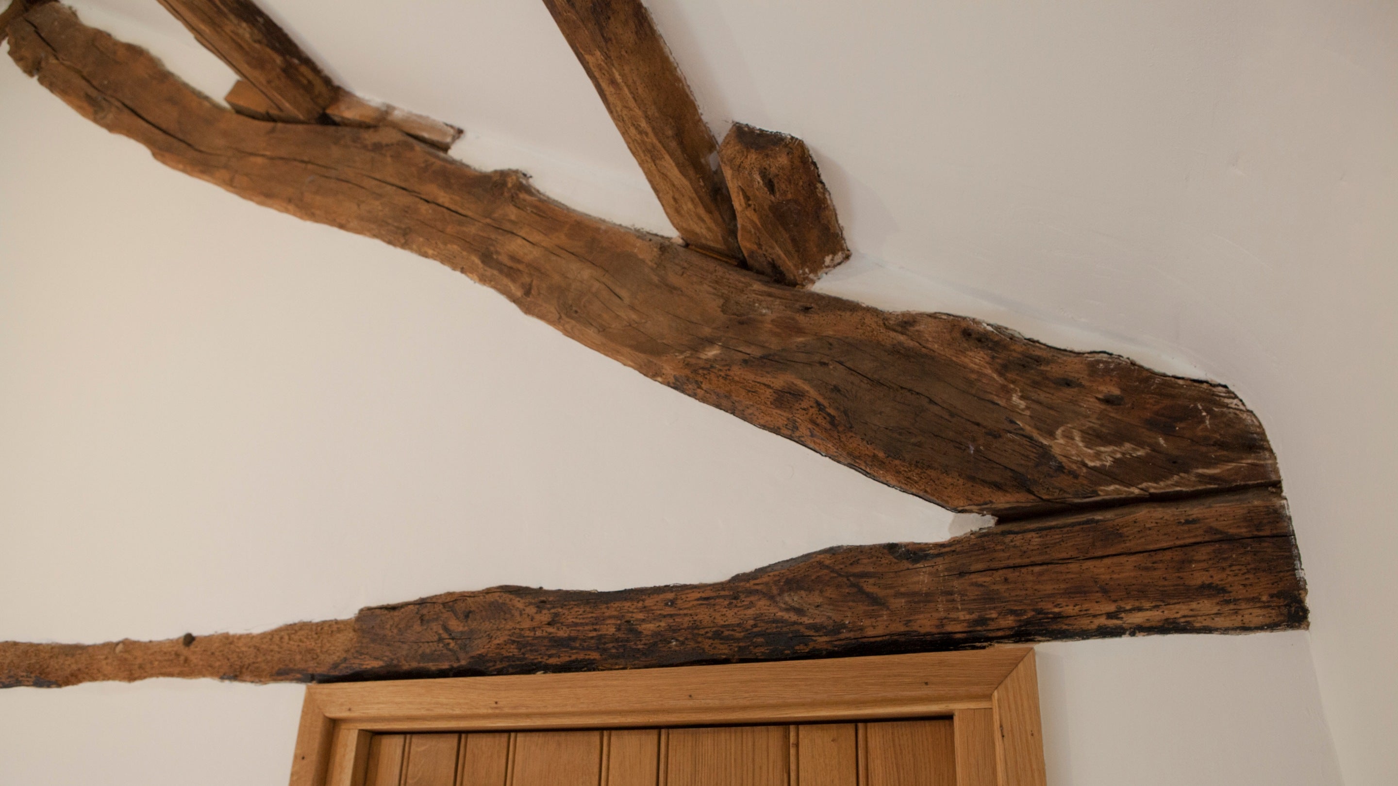 Beams in one of the bedrooms at Eelbeck Cottage, Cumbria