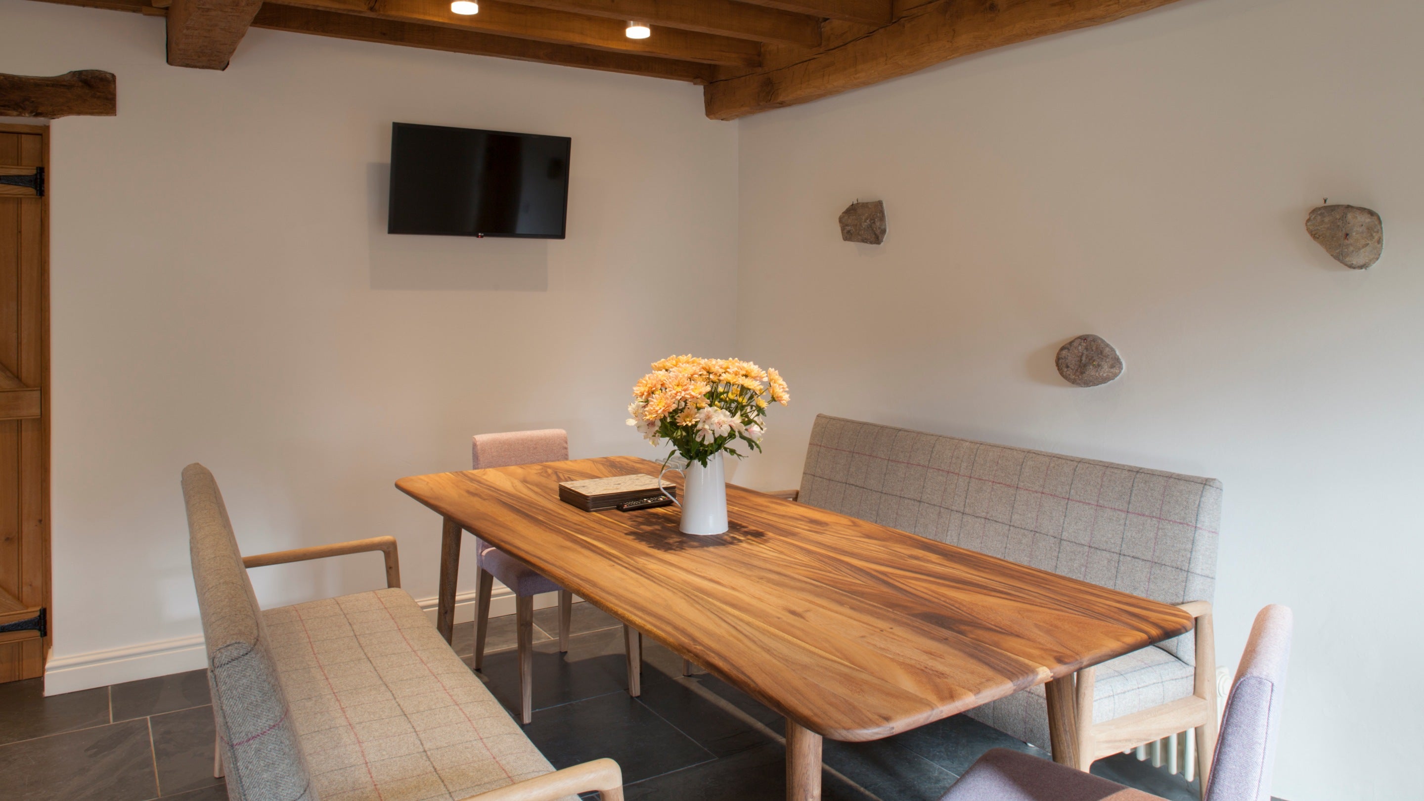 The dining table in the kitchen at Eelbeck Cottage, Cumbria