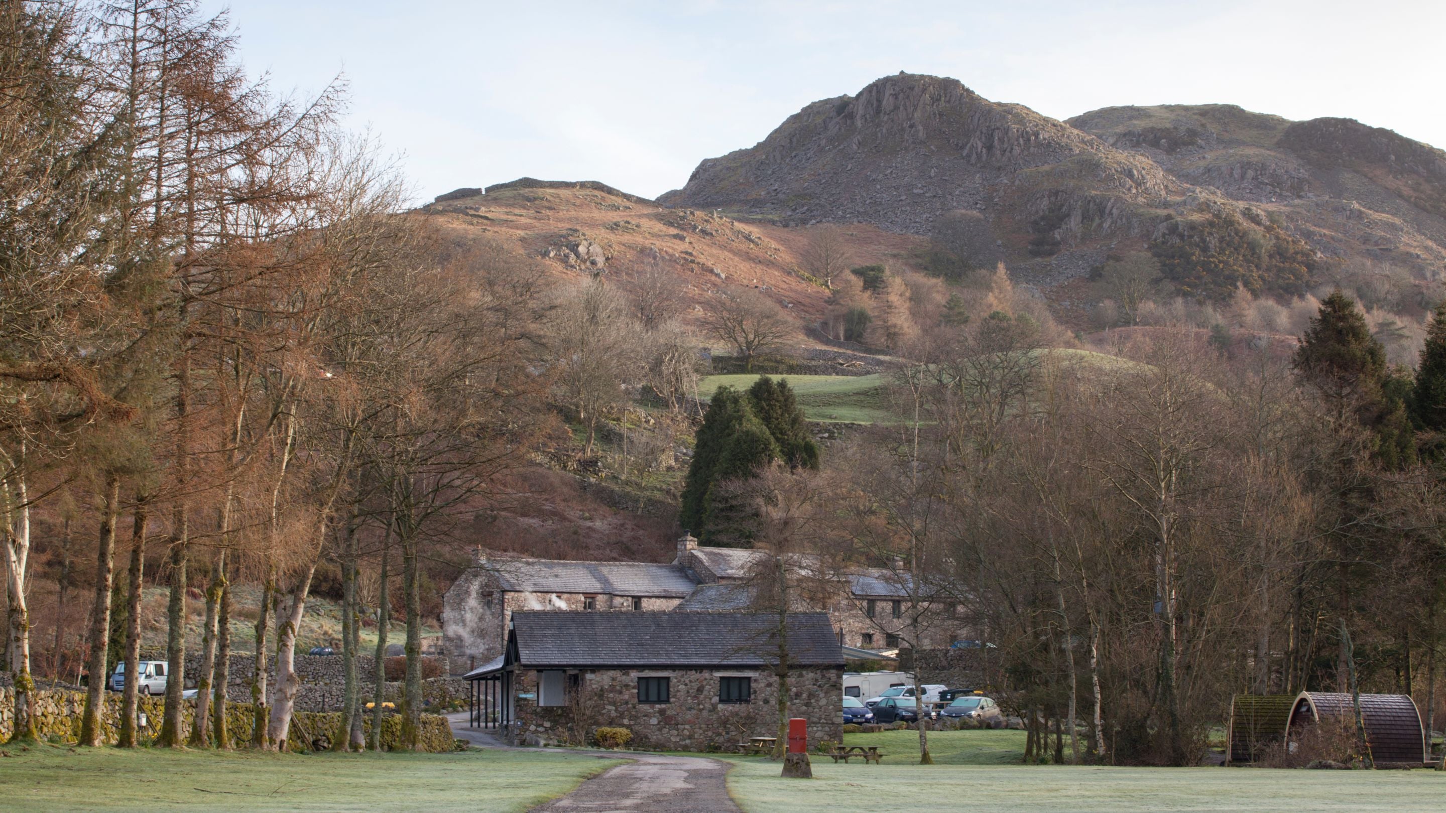 Looking through the campsite towards Eelbeck Cottage, Cumbria