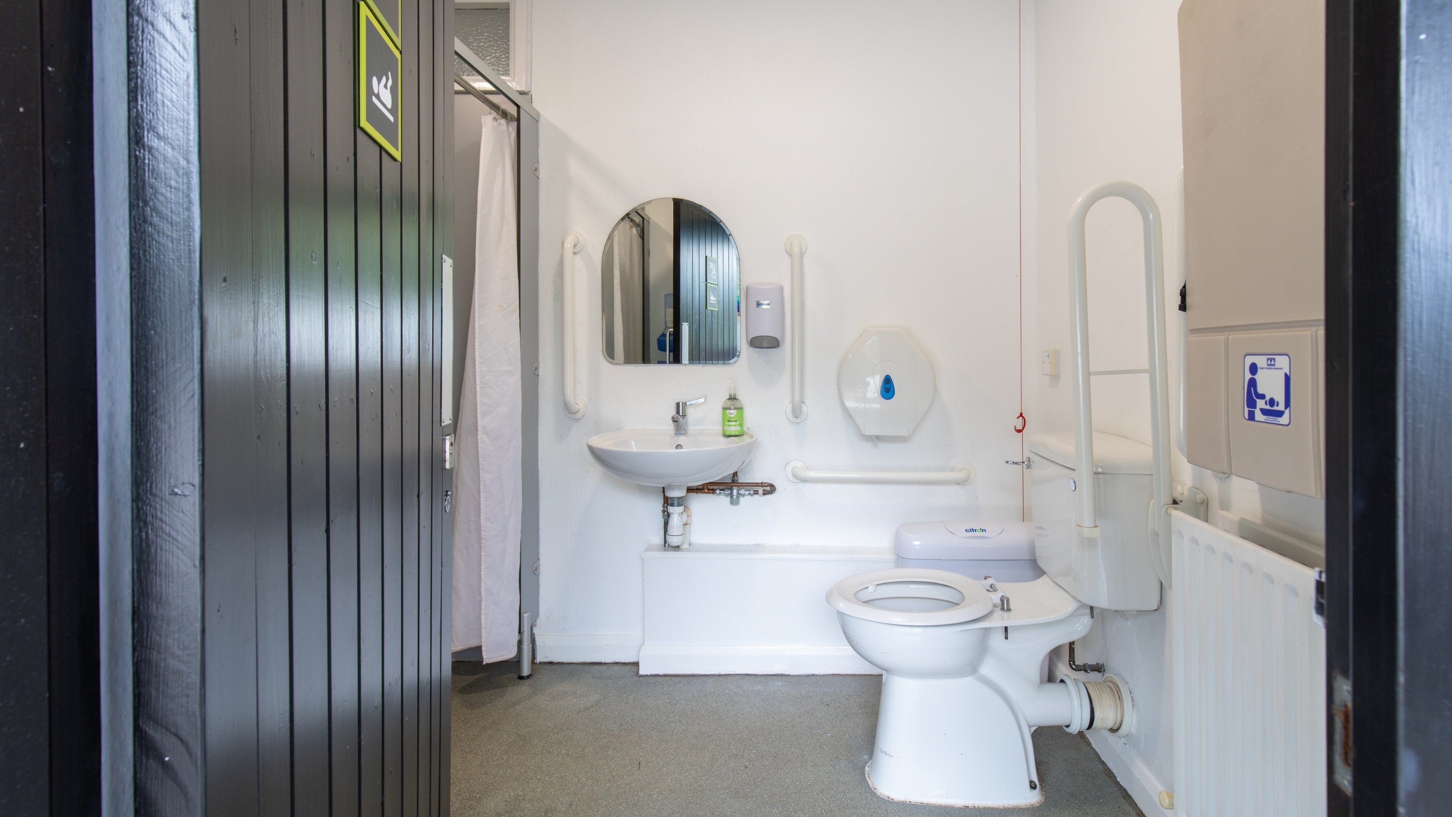 The accessible wet room at Eskdale Campsite, Cumbria