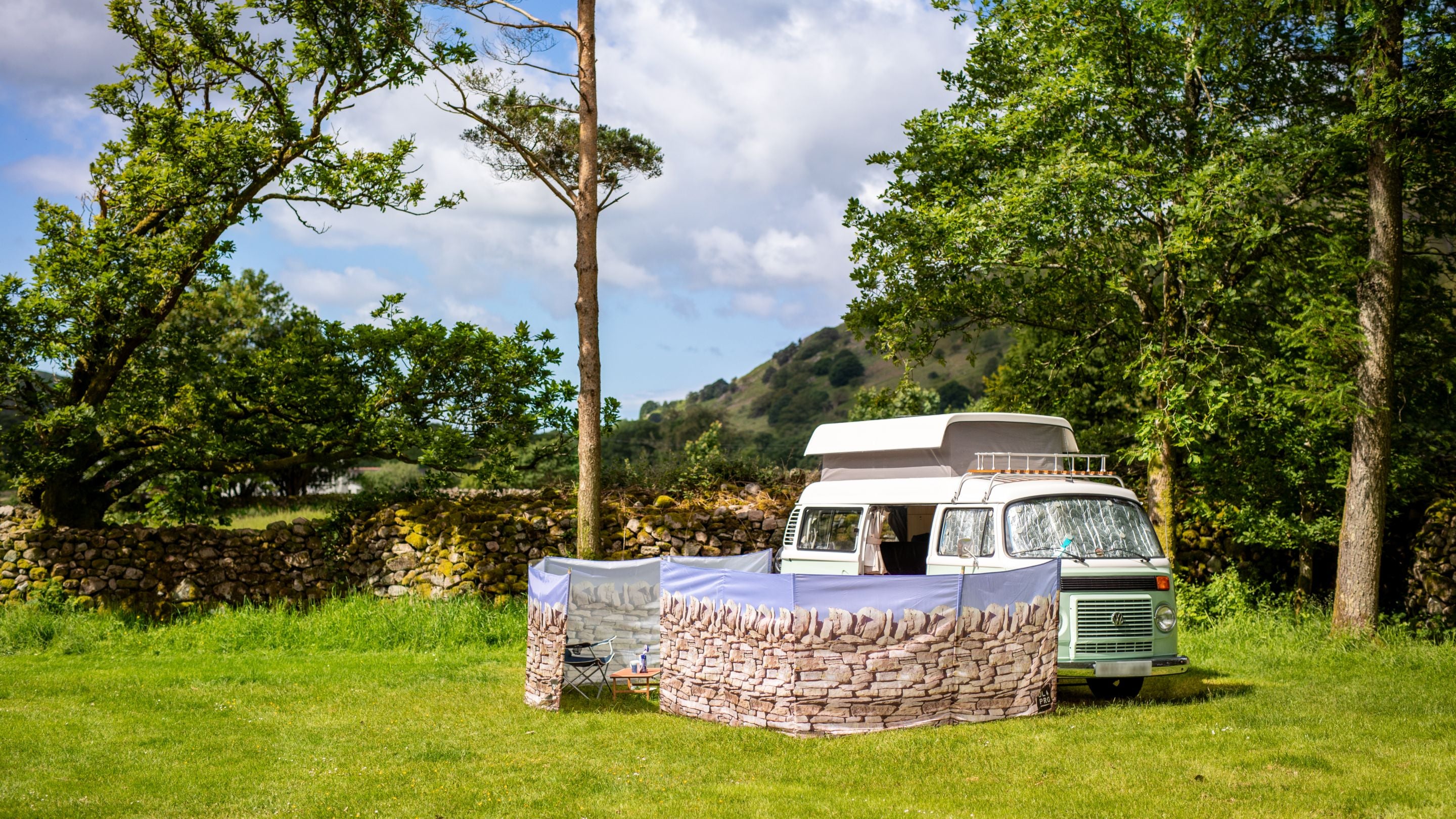 A campervan at Eskdale Campsite, Cumbria