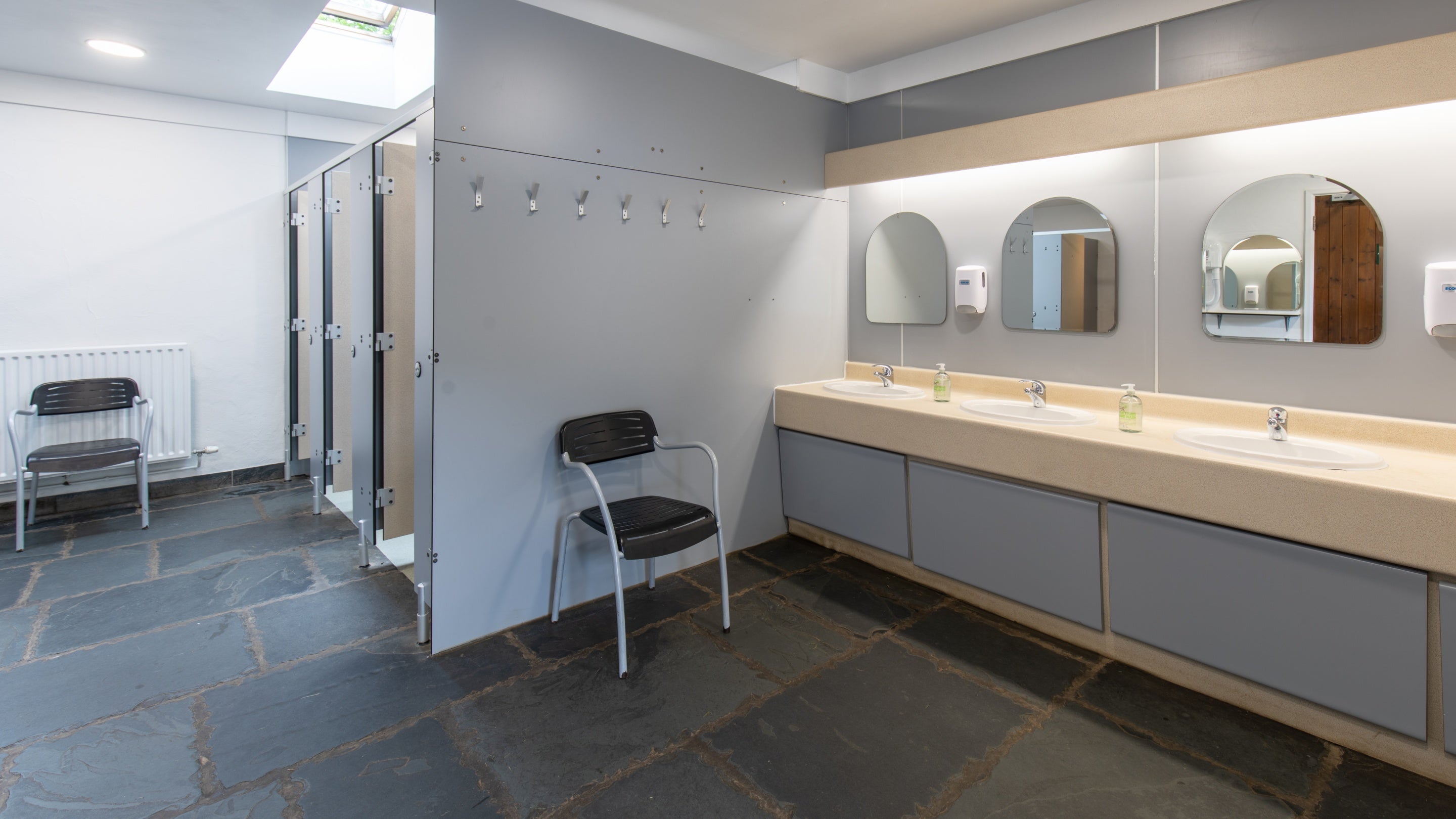 One of the facilities blocks with showers at Eskdale Campsite, Cumbria