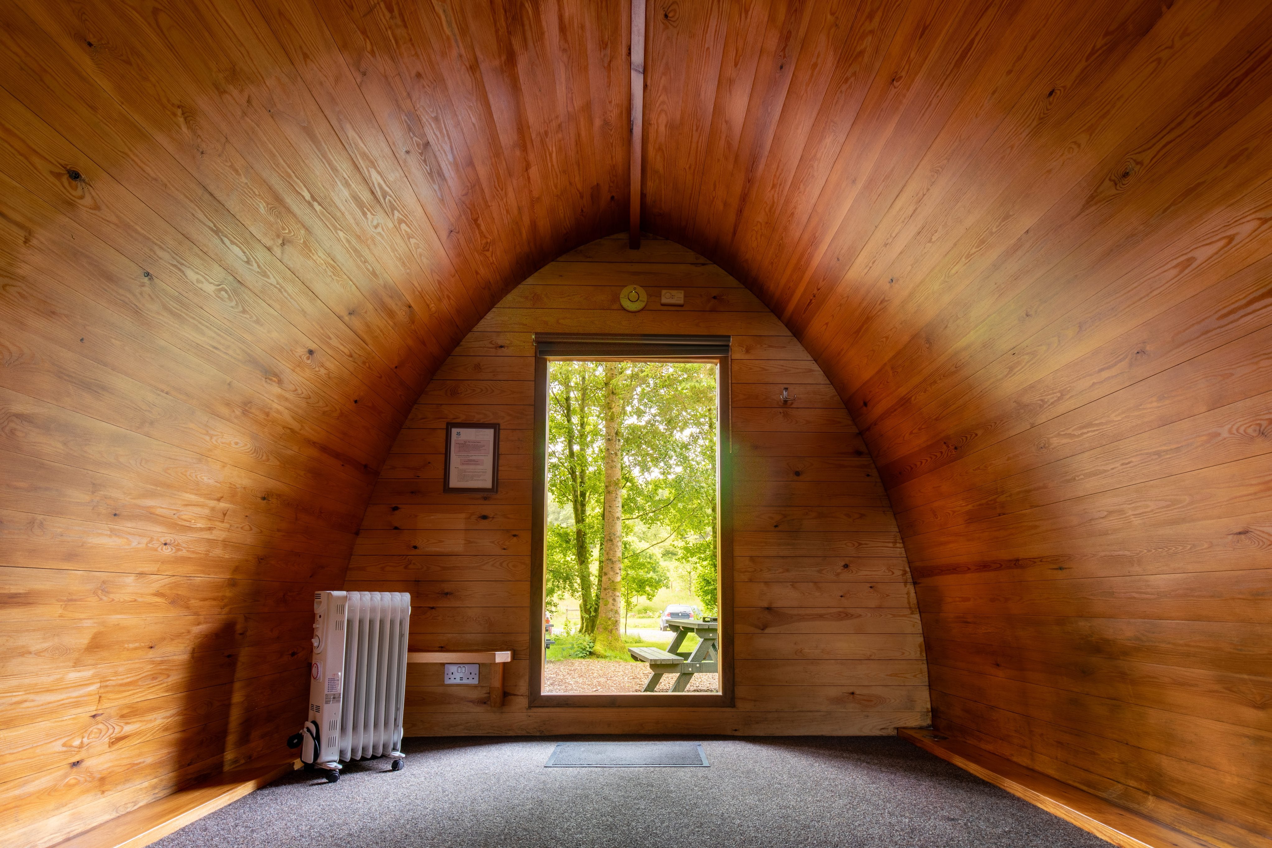 The interior of a family pod at Eskdale Campsite, Cumbria