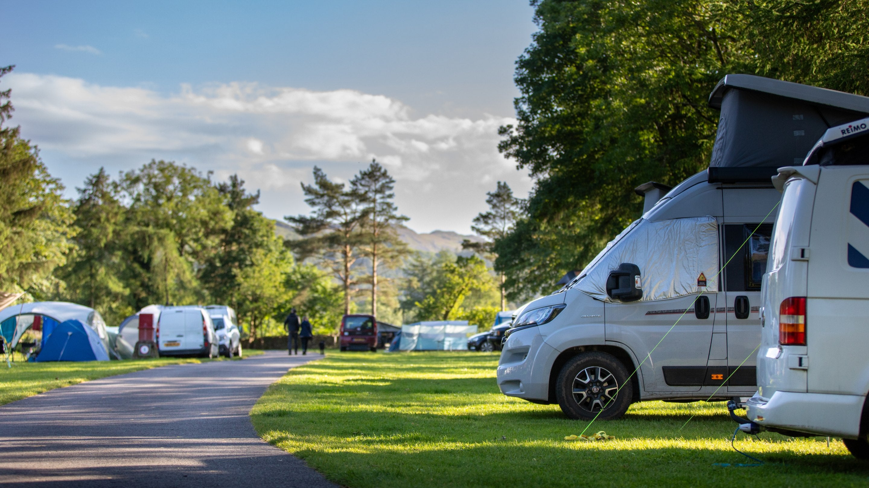 The main camping field for tents and campervans at Eskdale Campsite, Cumbria