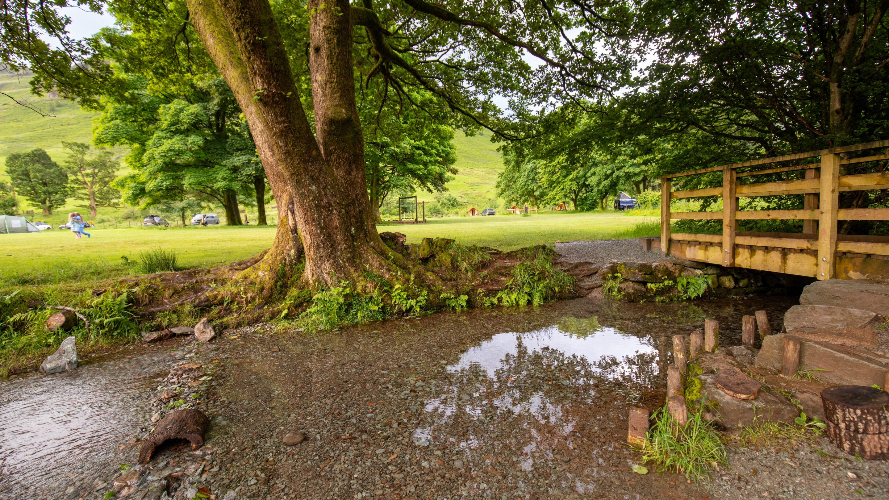 The beck that runs through Great Langdale Campsite, Cumbria