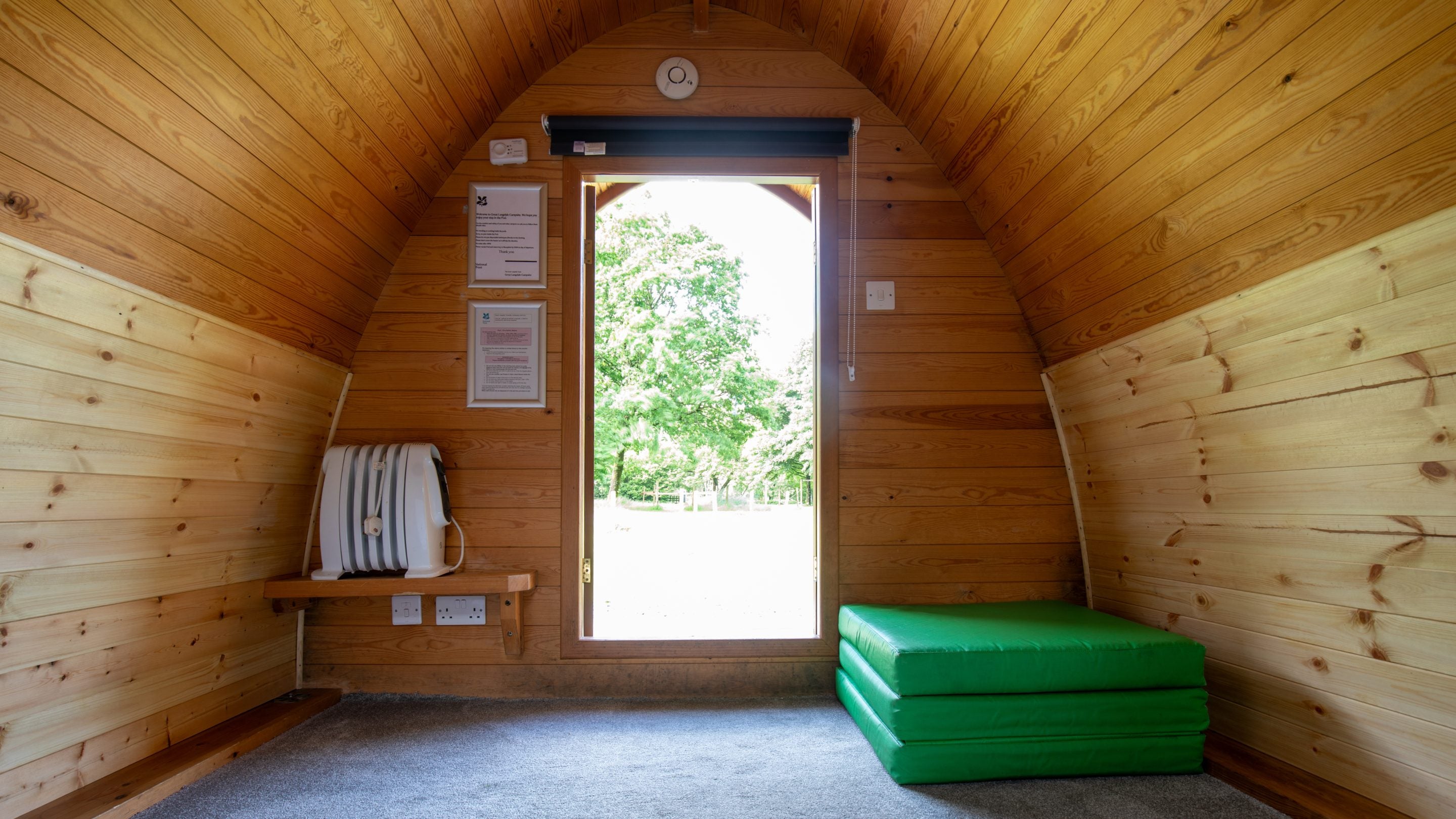 The interior of a regular pod at Great Langdale Campsite, Cumbria