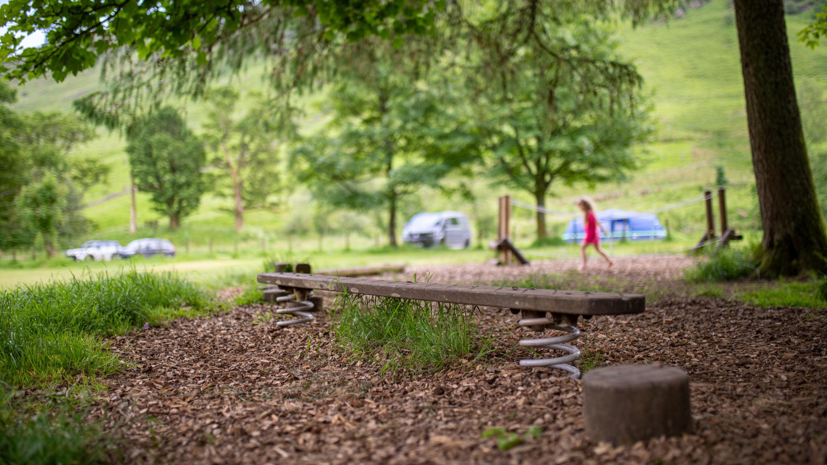The play area at Great Langdale Campsite, Cumbria