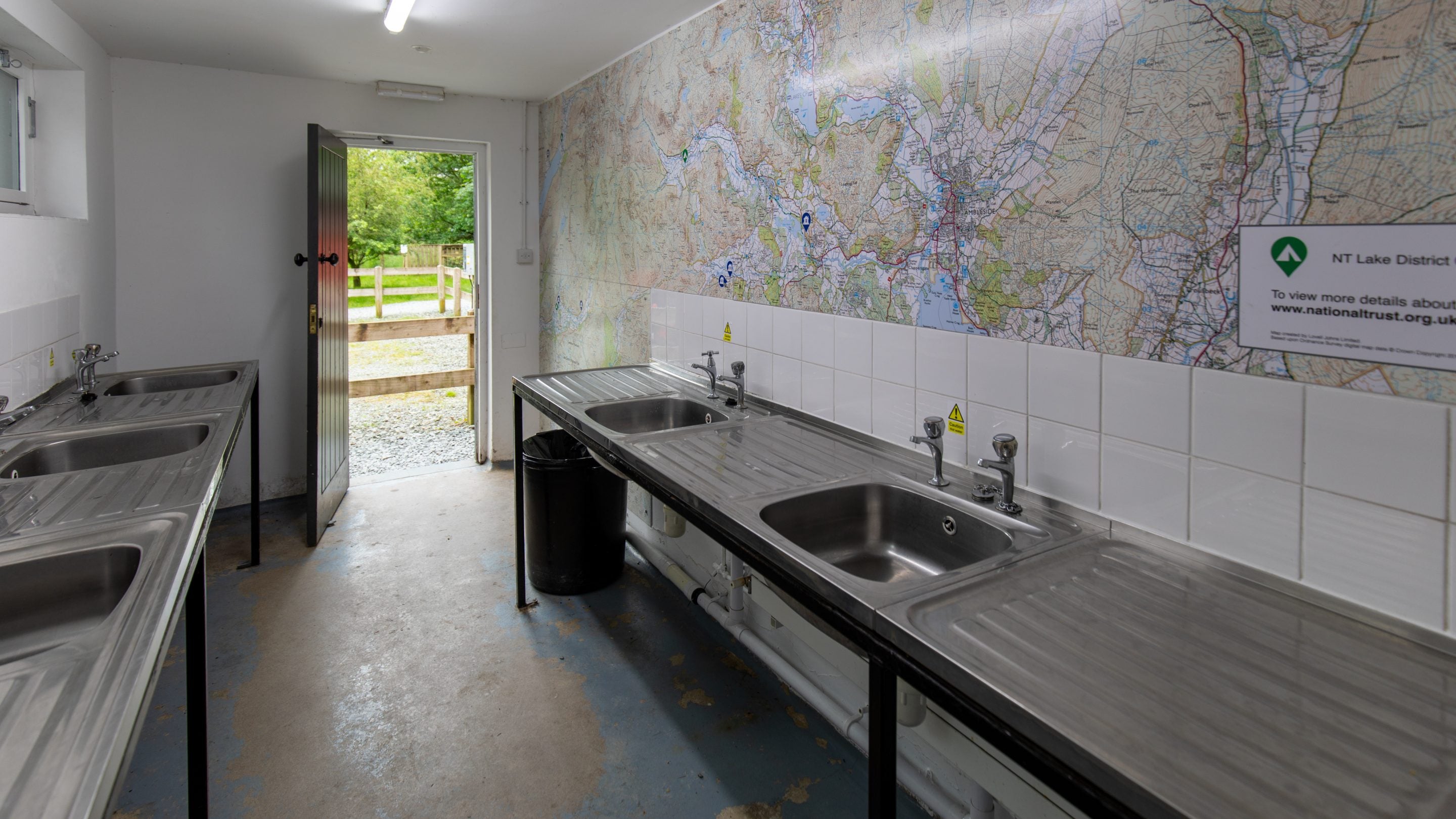 A washing-up area at Great Langdale Campsite, Cumbria