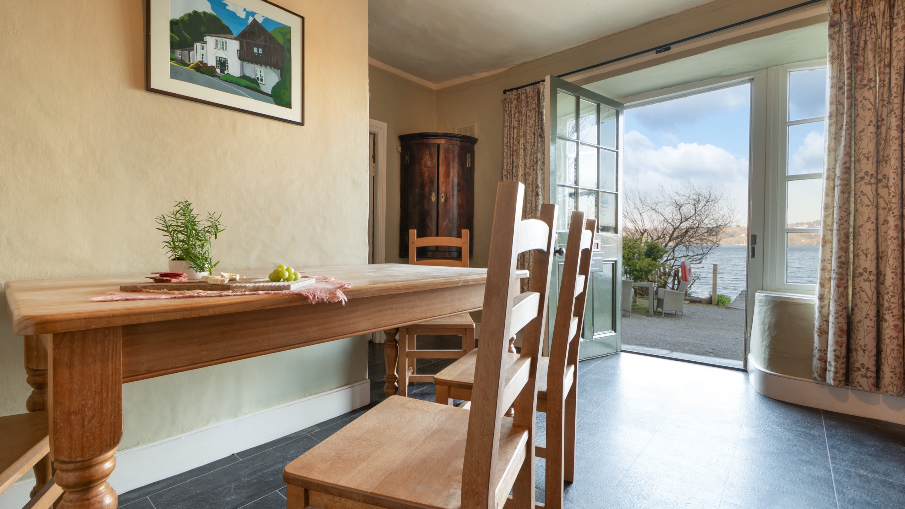 The kitchen-diner at High Strawberry Gardens, with views of Lake Windermere, Cumbria