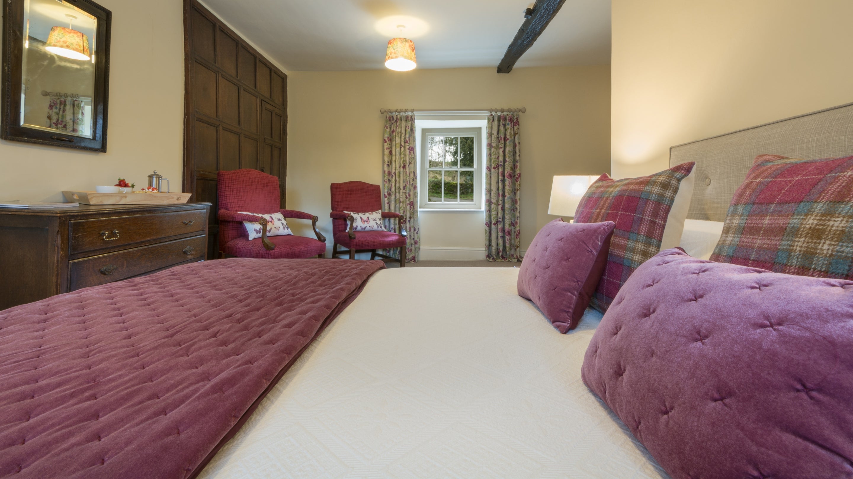 One of the double bedrooms at Holeslack Farmhouse, Cumbria
