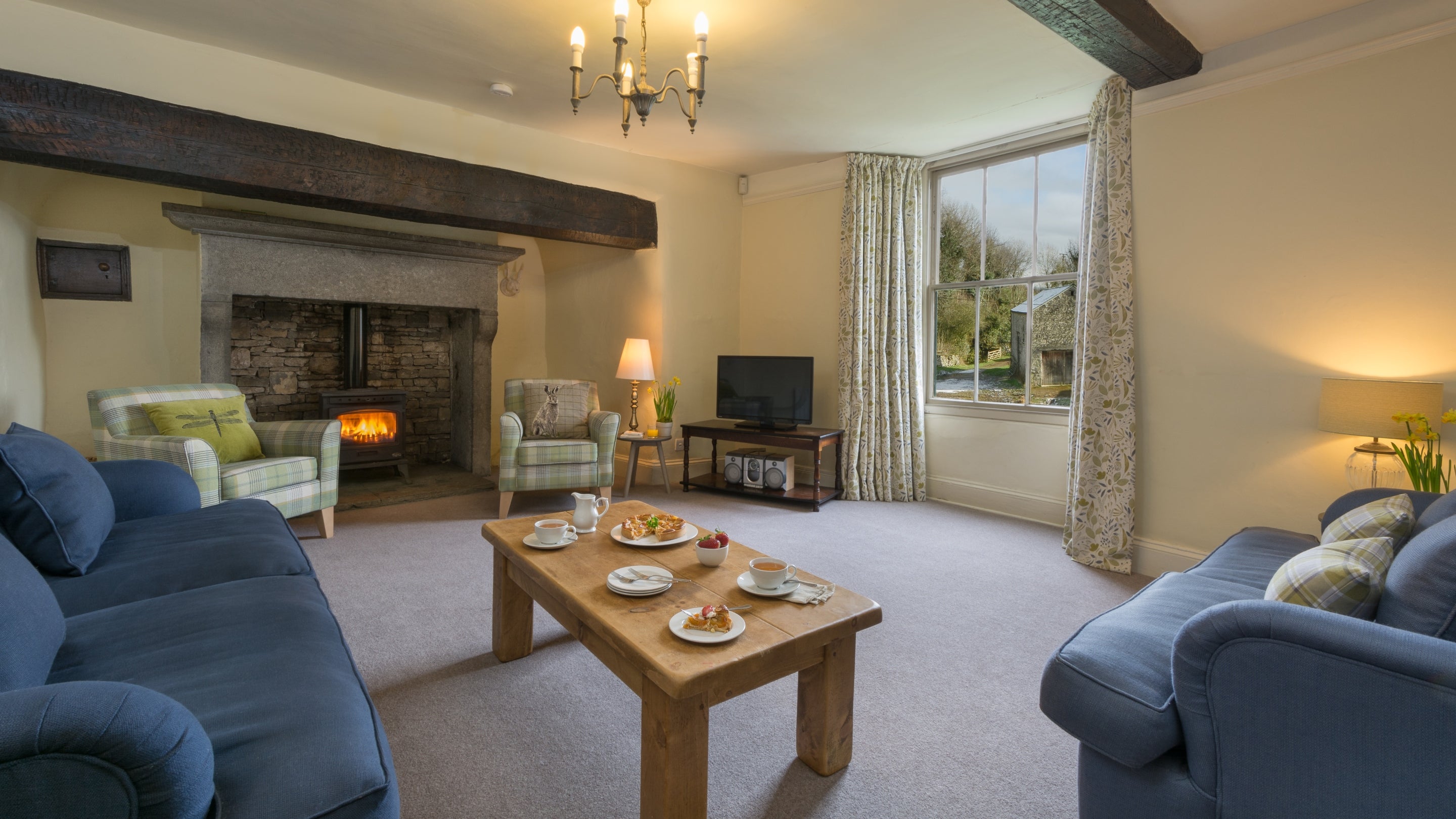 The sitting room at Holeslack Farmhouse, Cumbria