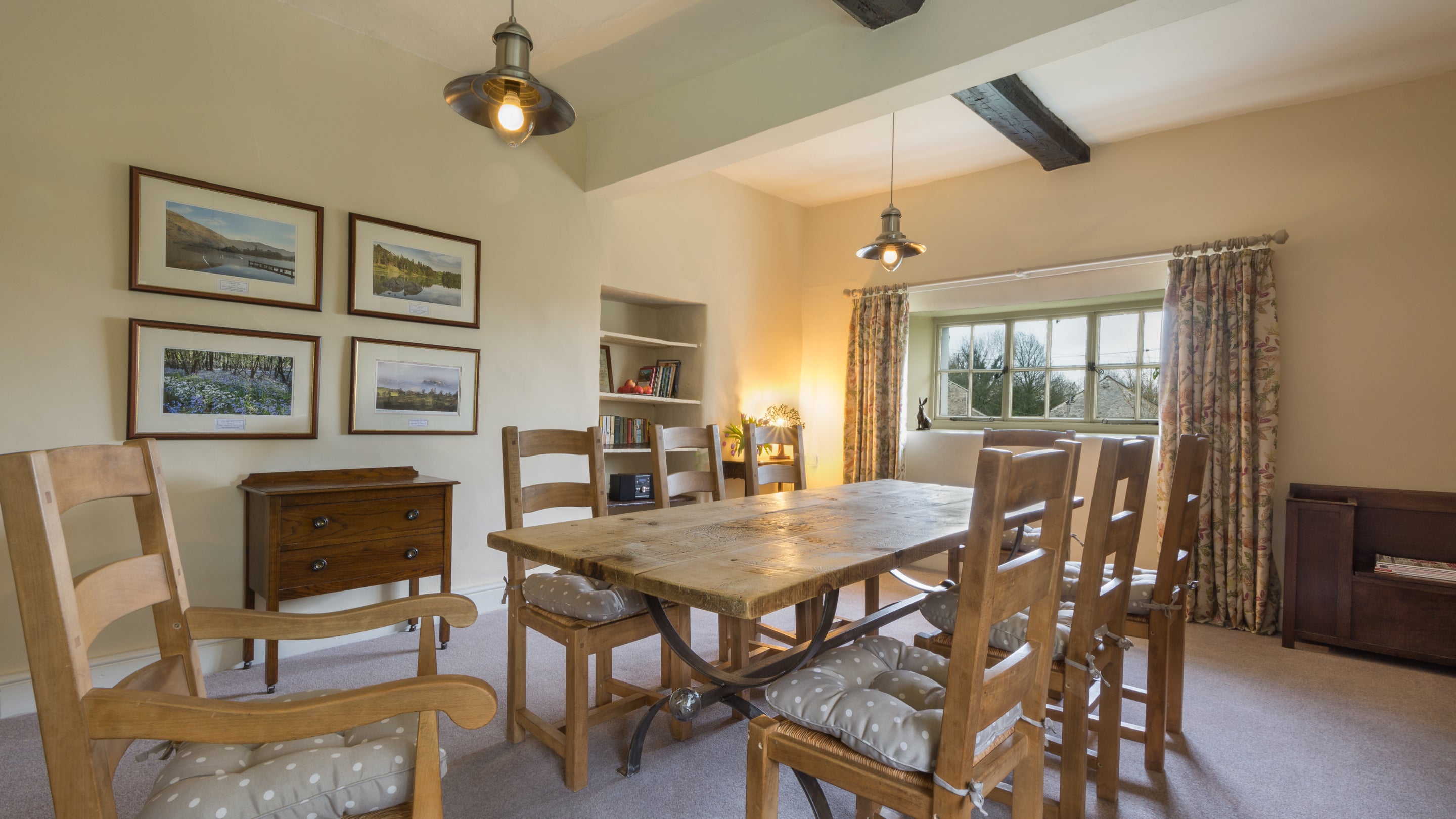The dining room at Holeslack Farmhouse, Cumbria