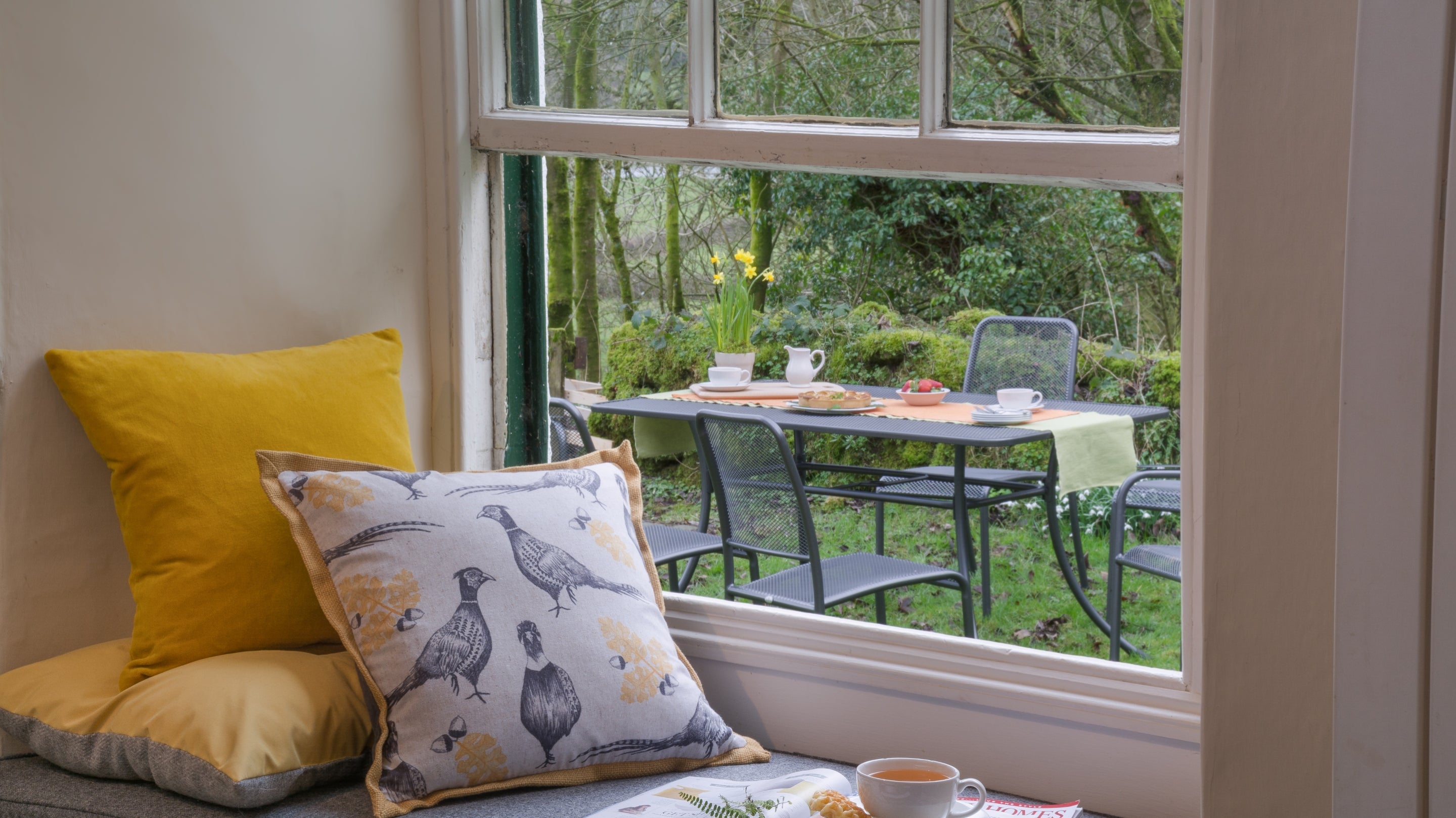 View from the kitchen window at Holeslack Farmhouse, Cumbria