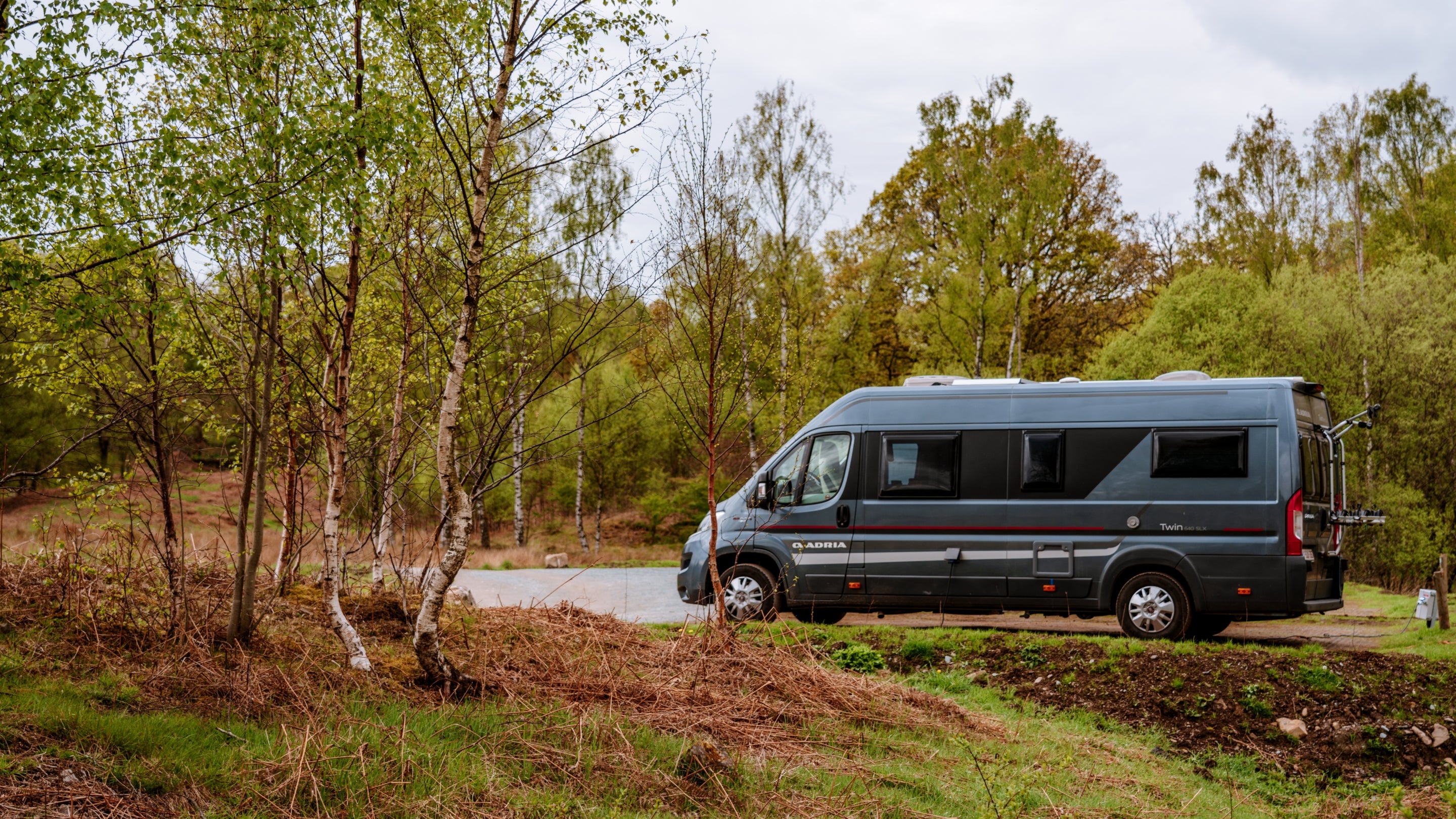 A campervan at Low Wray Campsite, Cumbria