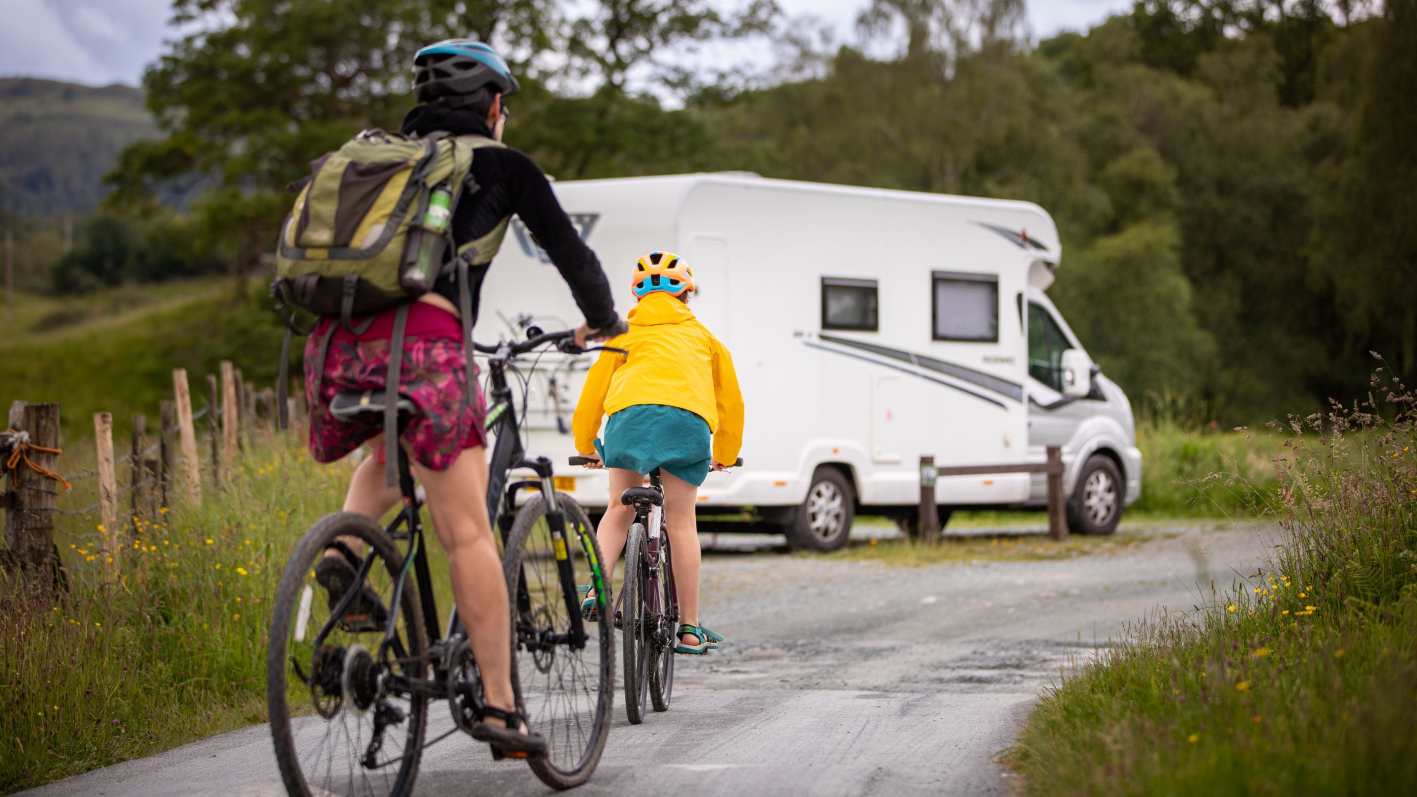Cycling at Low Wray Campsite, Cumbria