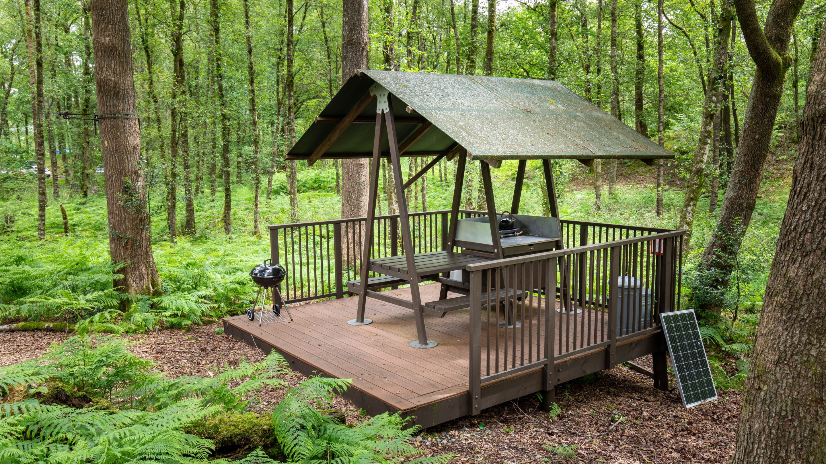 An outdoor kitchen for the tree tents at Low Wray Campsite, Cumbria