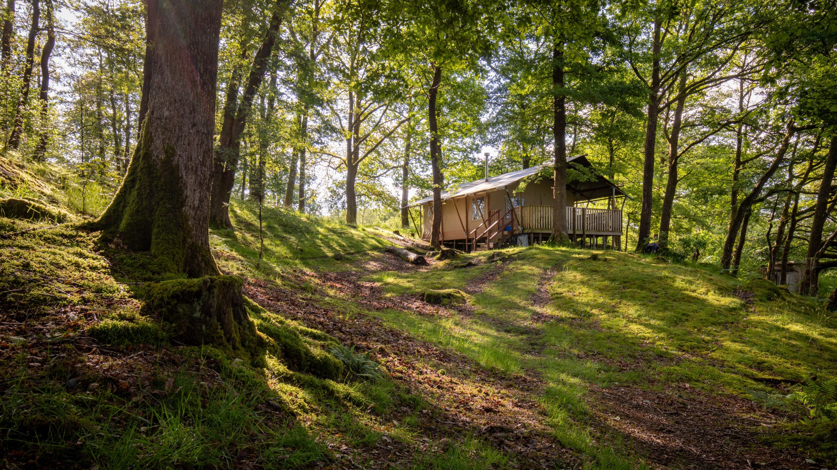 A safari tent at Low Wray Campsite, Cumbria