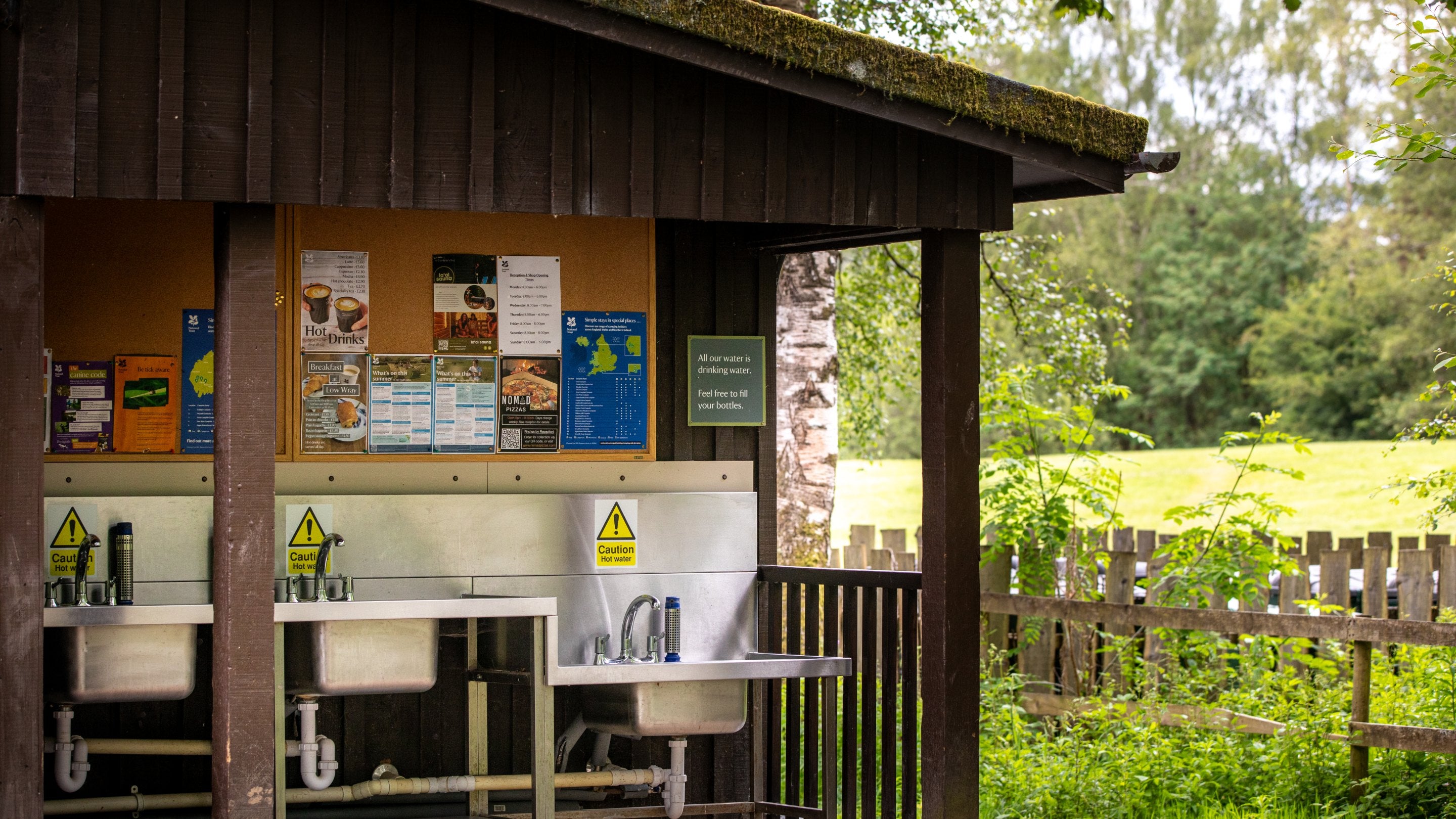 The washing-up area at Low Wray Campsite, Cumbria
