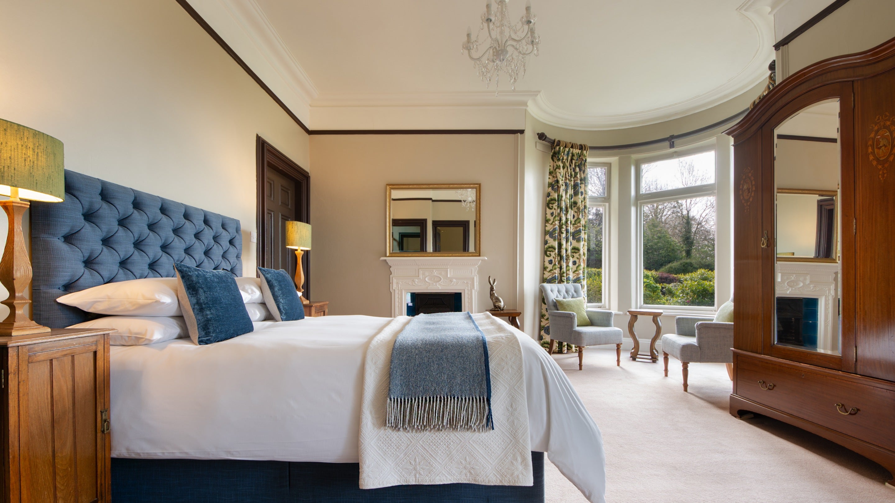 The double bedroom with en-suite bathroom and interconnecting twin bedroom on the first floor of Millbeck Towers, Cumbria