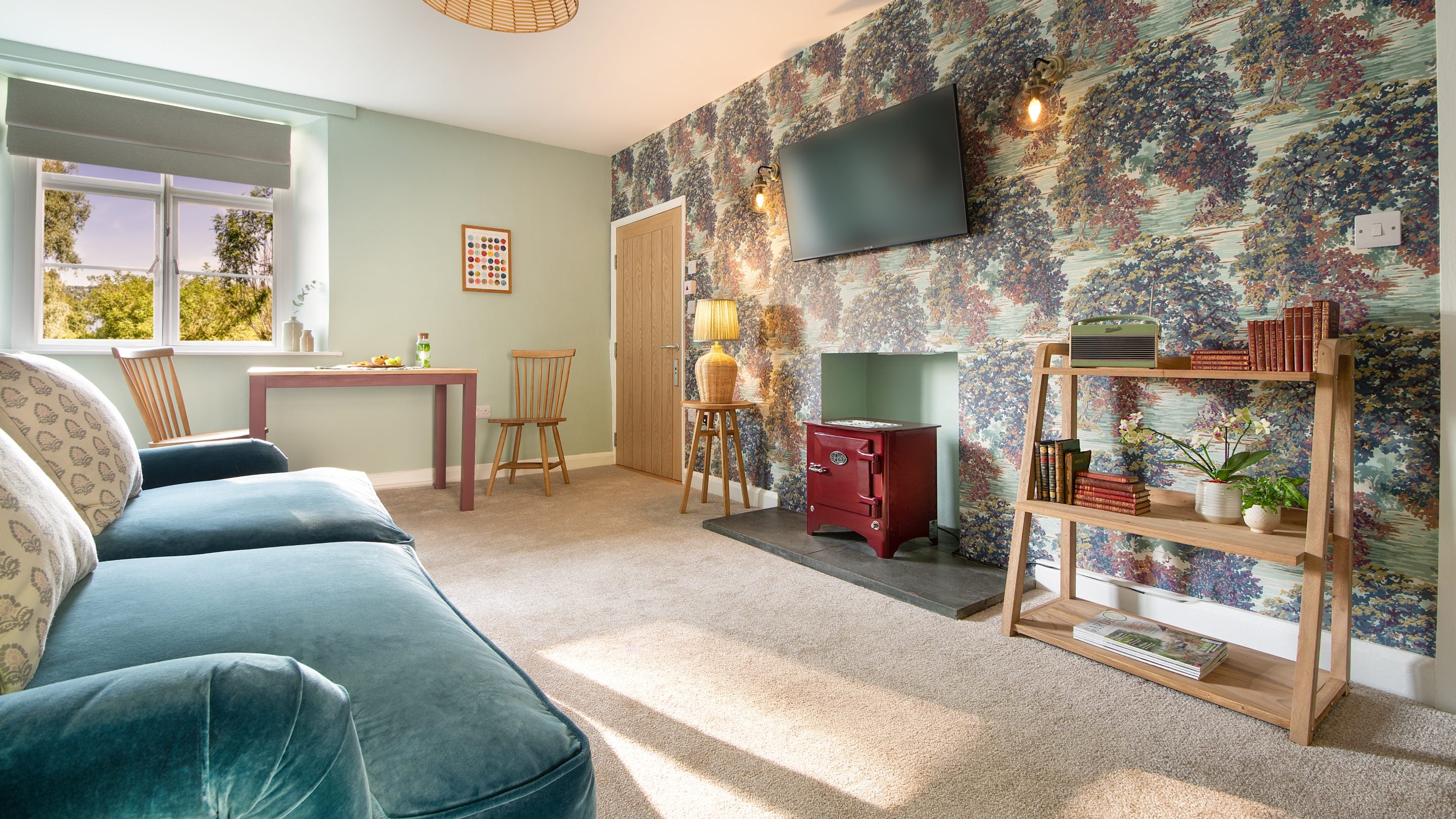 The sitting and dining room at Restharrow, Cumbria