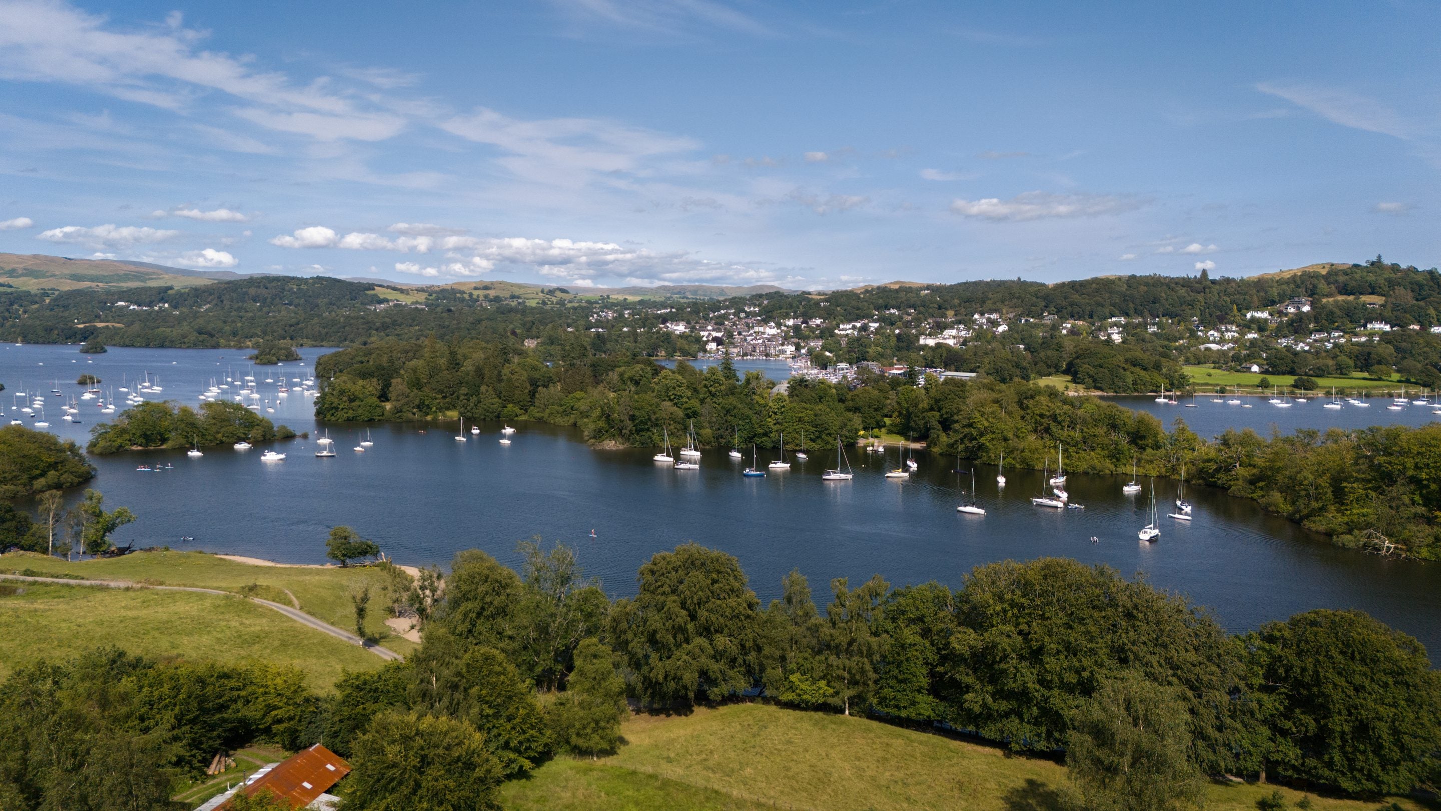 Boats on Lake Windermere near Restharrow, Cumbria