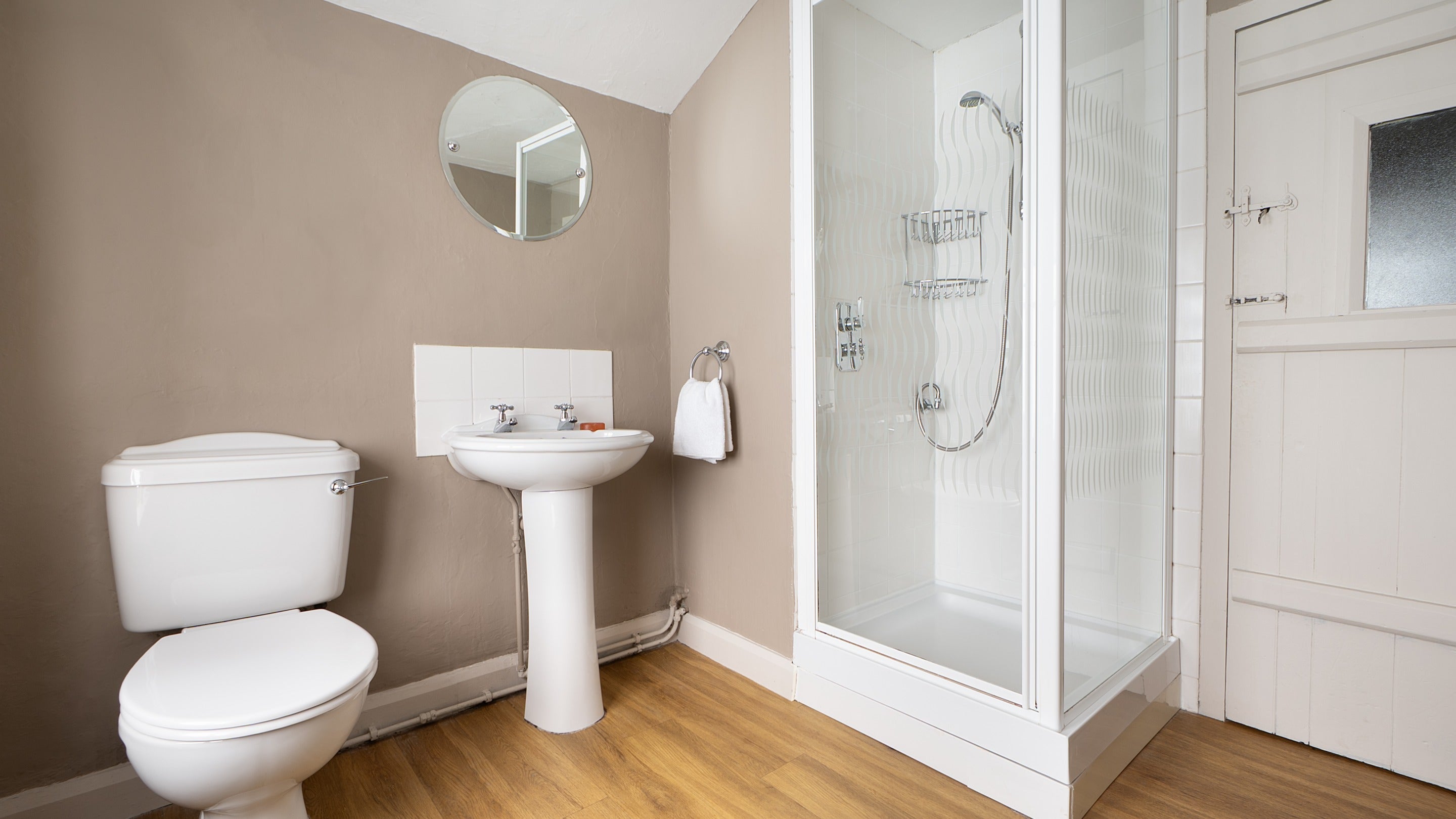 The shower room on the ground floor of Rose Castle Cottage, Cumbria