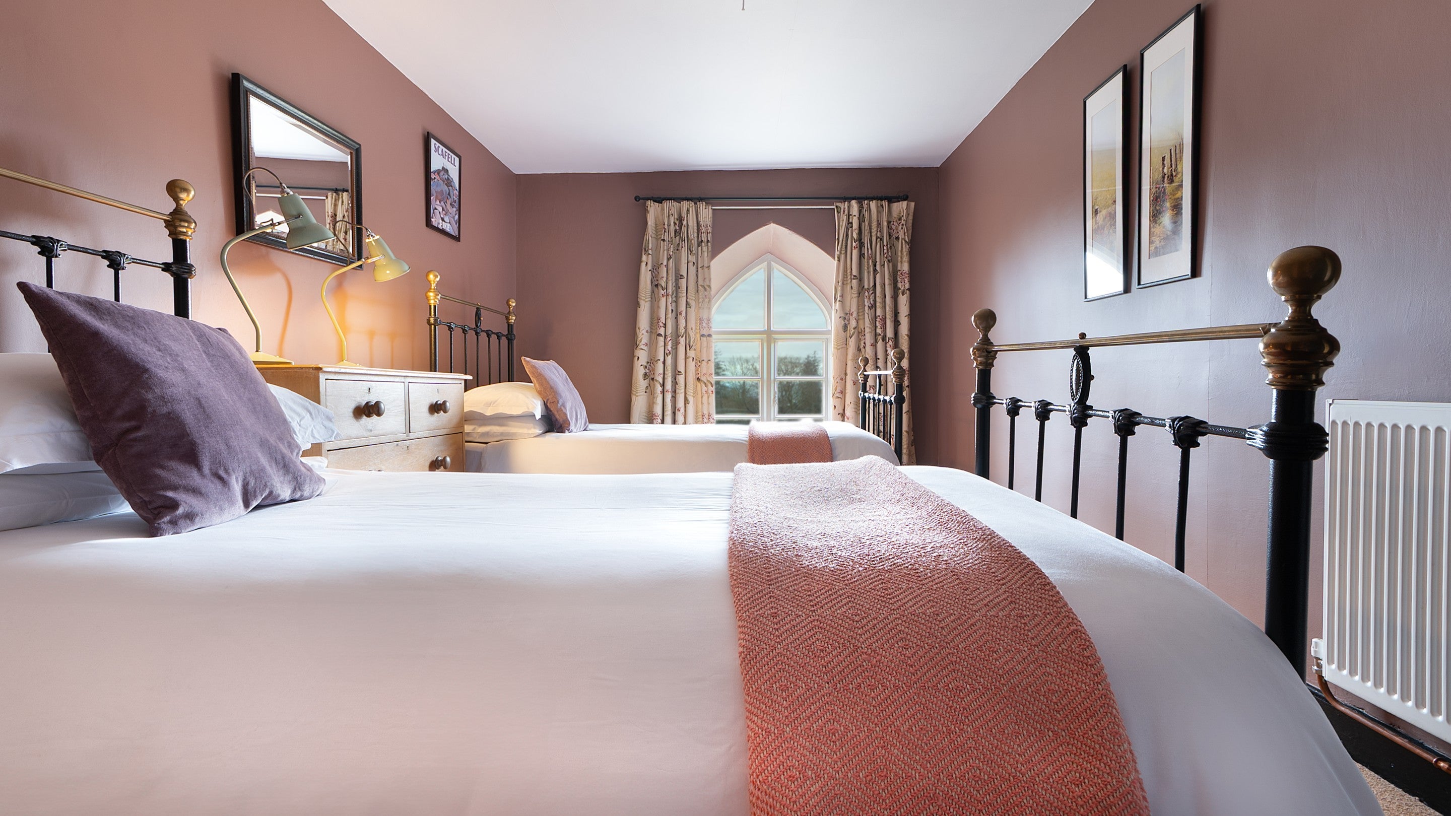 The twin bedroom at Rose Castle Cottage, Cumbria