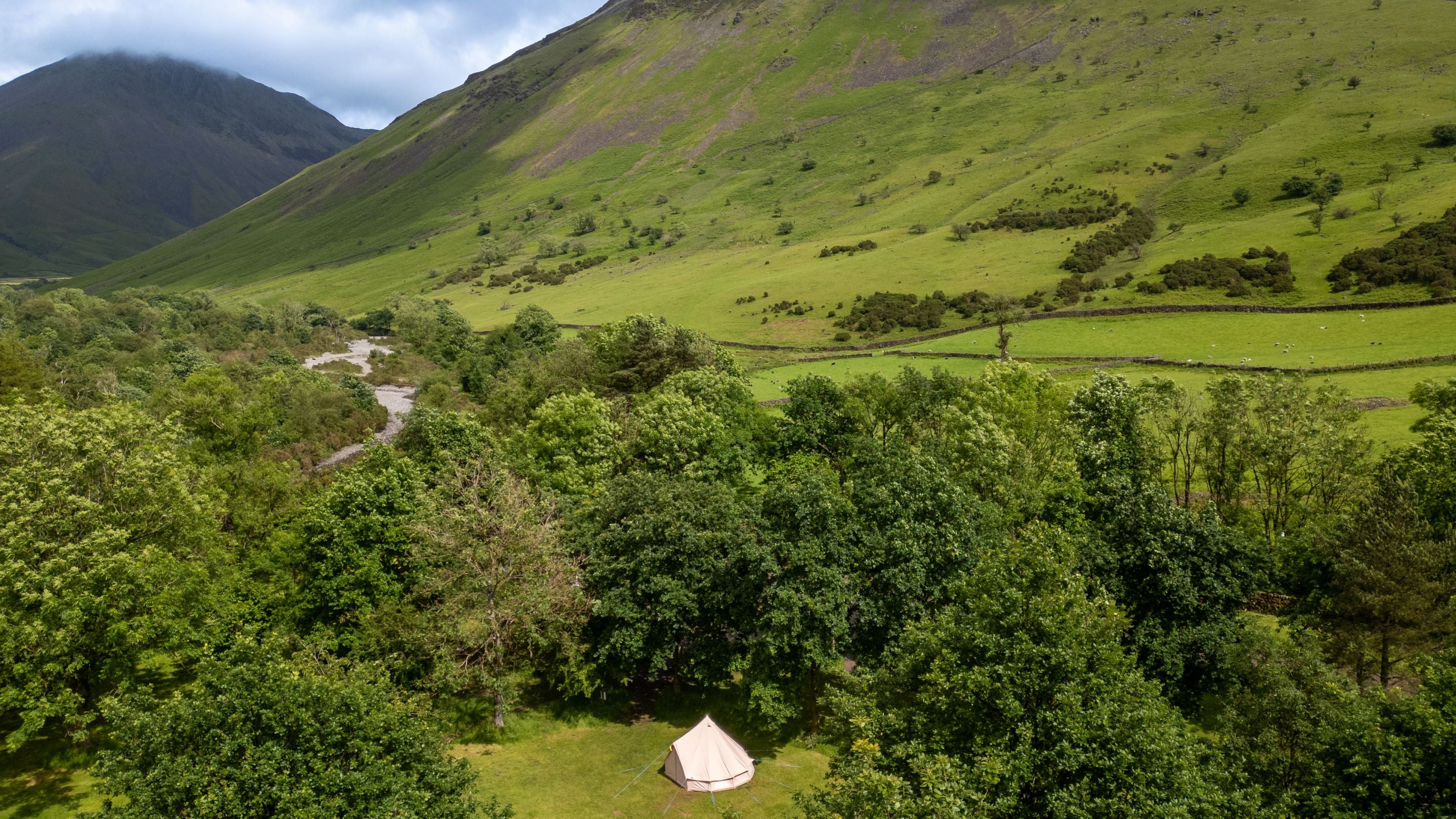 A bell tent at Wasdale Campsite, Cumbria